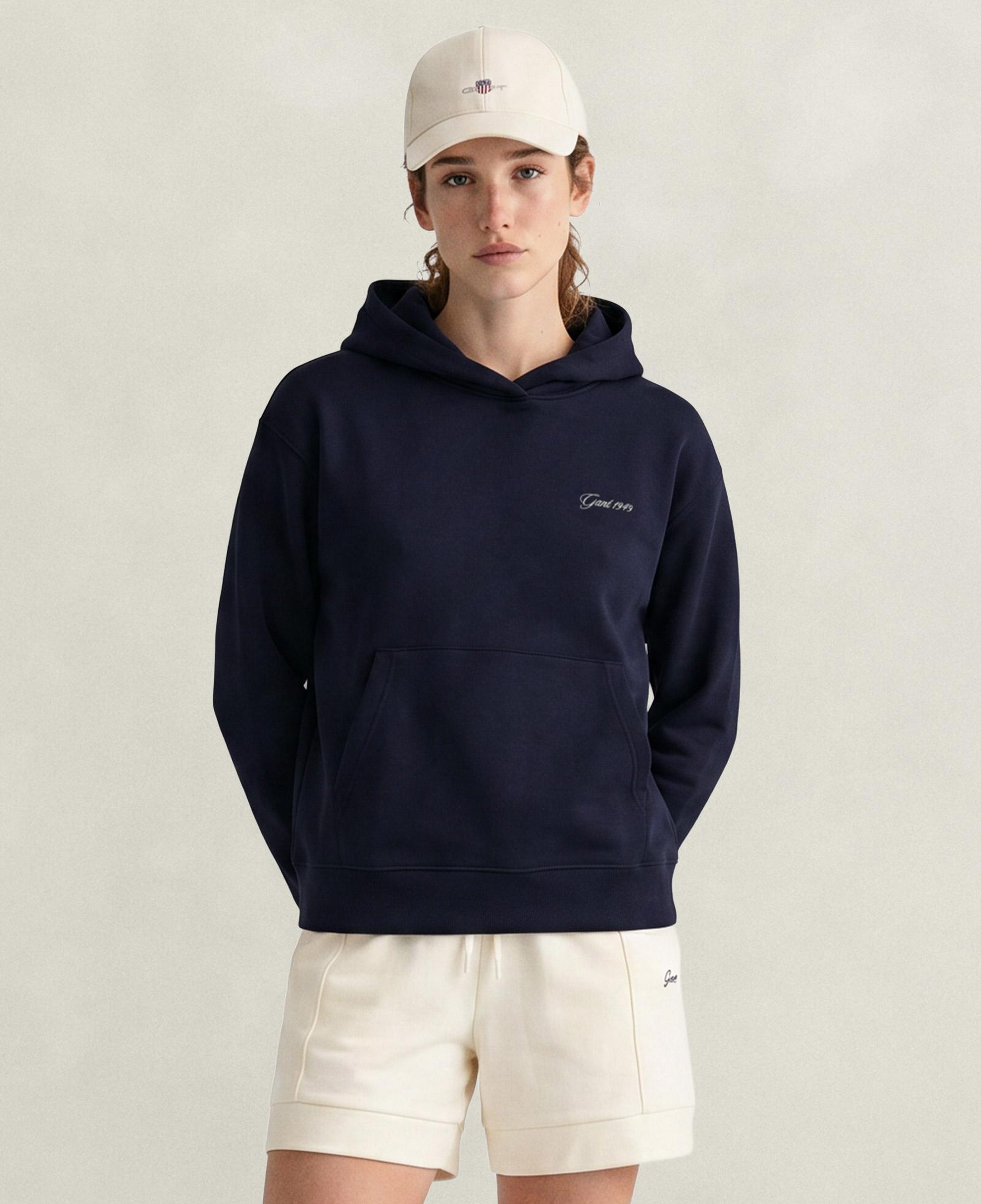 GANT Kadın Lacivert Regular Fit Kapüşonlu Sweatshirt