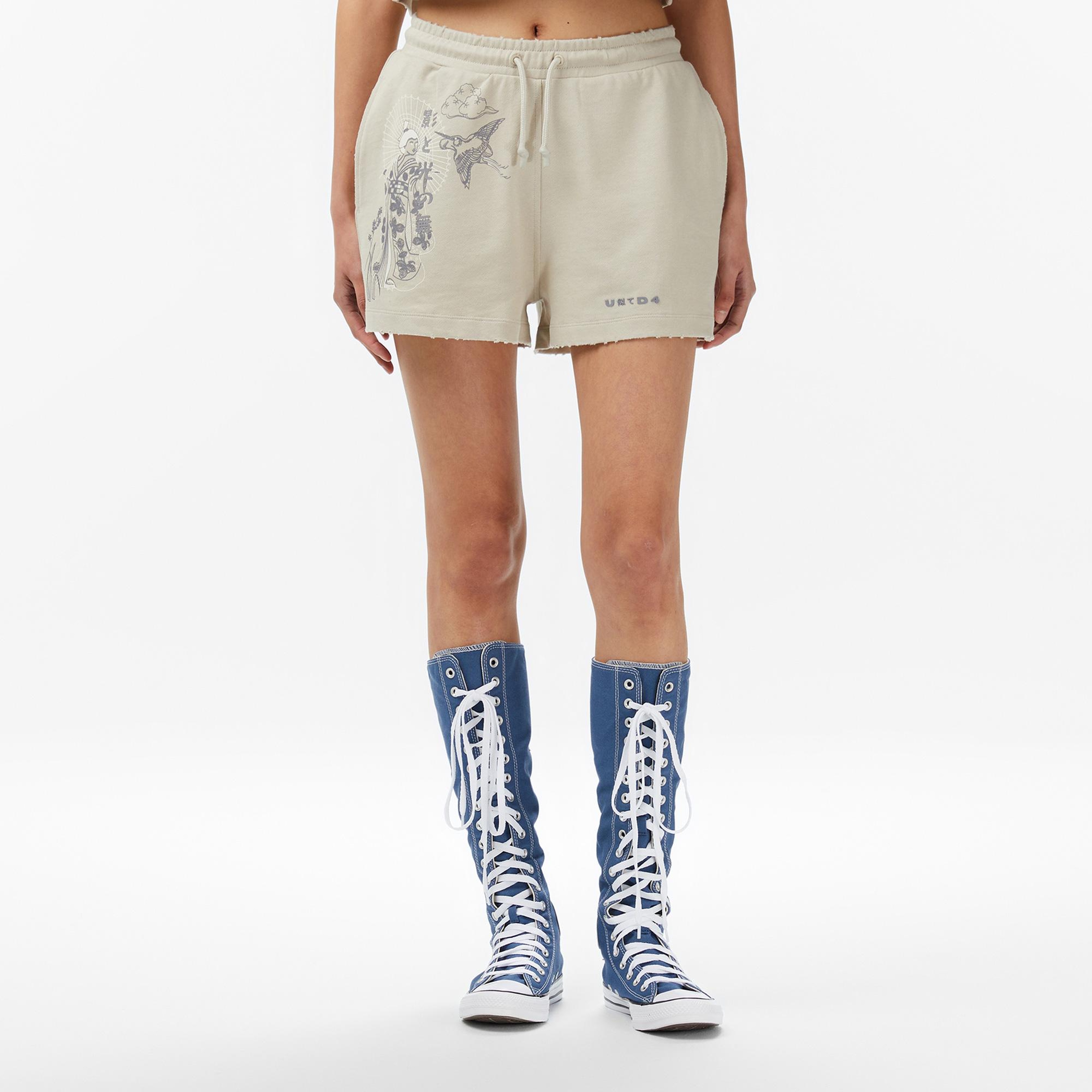 UNITED4 Regular Fit Kadın Krem Şort