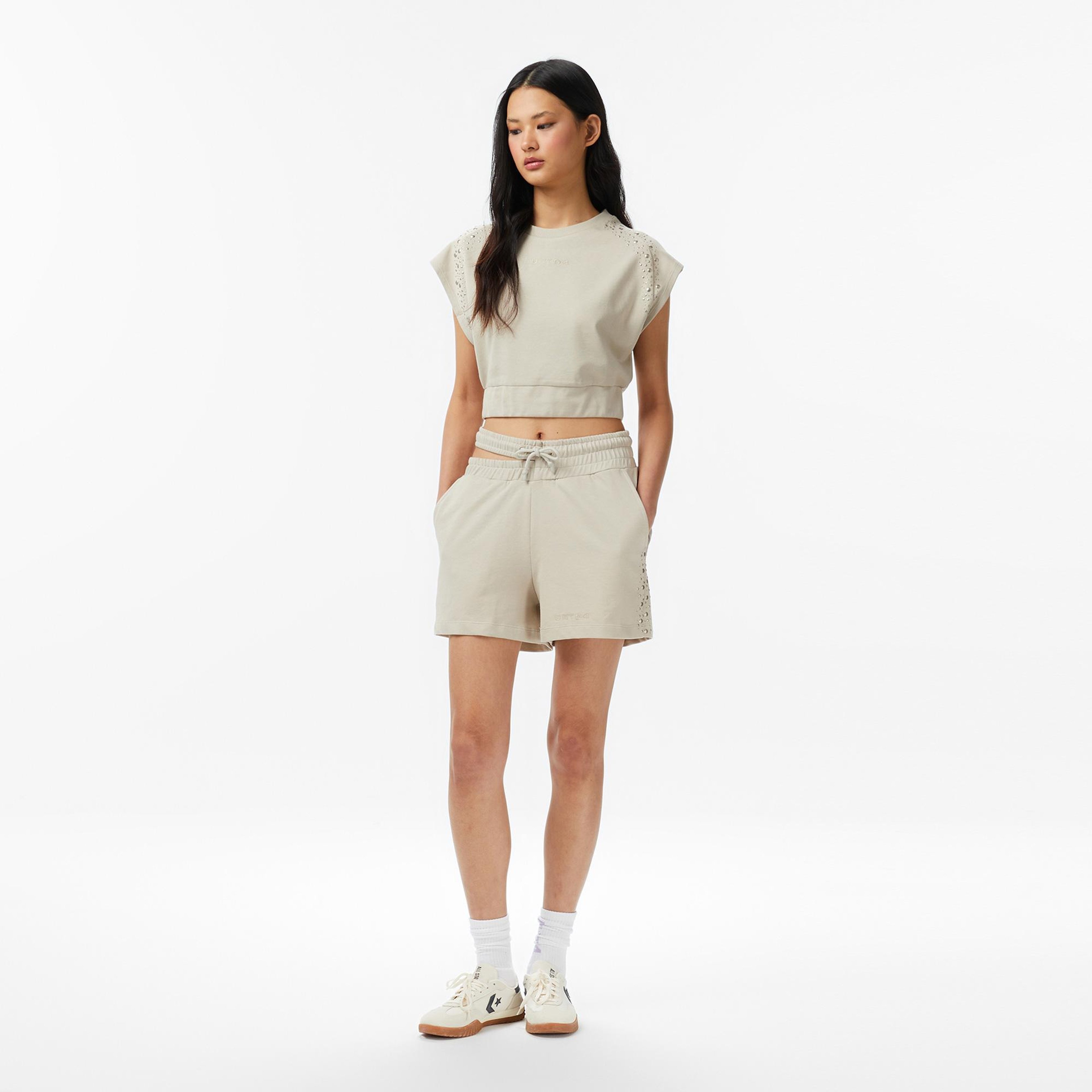 UNITED4 Regular Fit Kadın Krem Şort