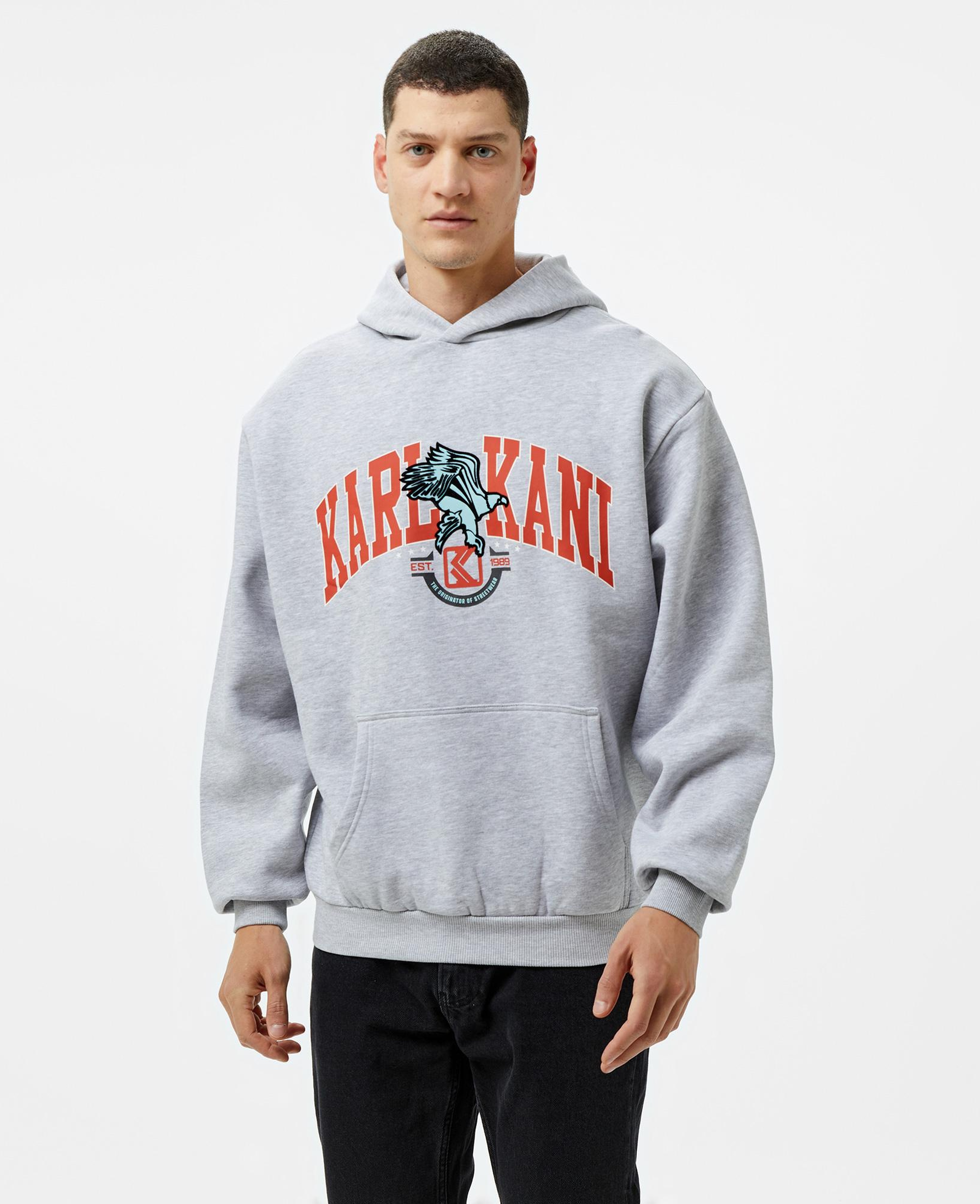 Karl Kani Og Eagle Print Os Erkek Gri Hoodie