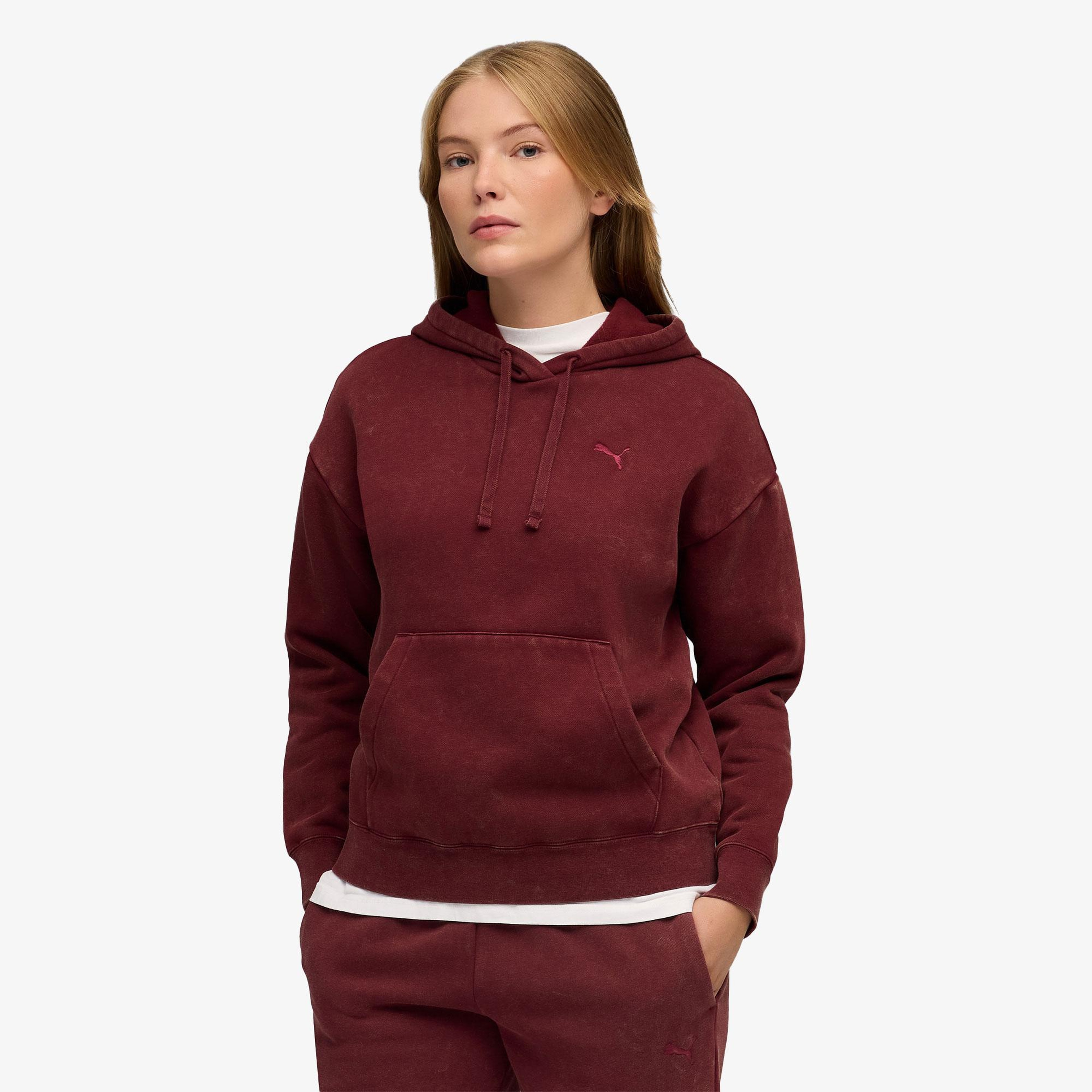 Puma Ess Elevated Wash  Kadın Kırmızı Sweatshirt