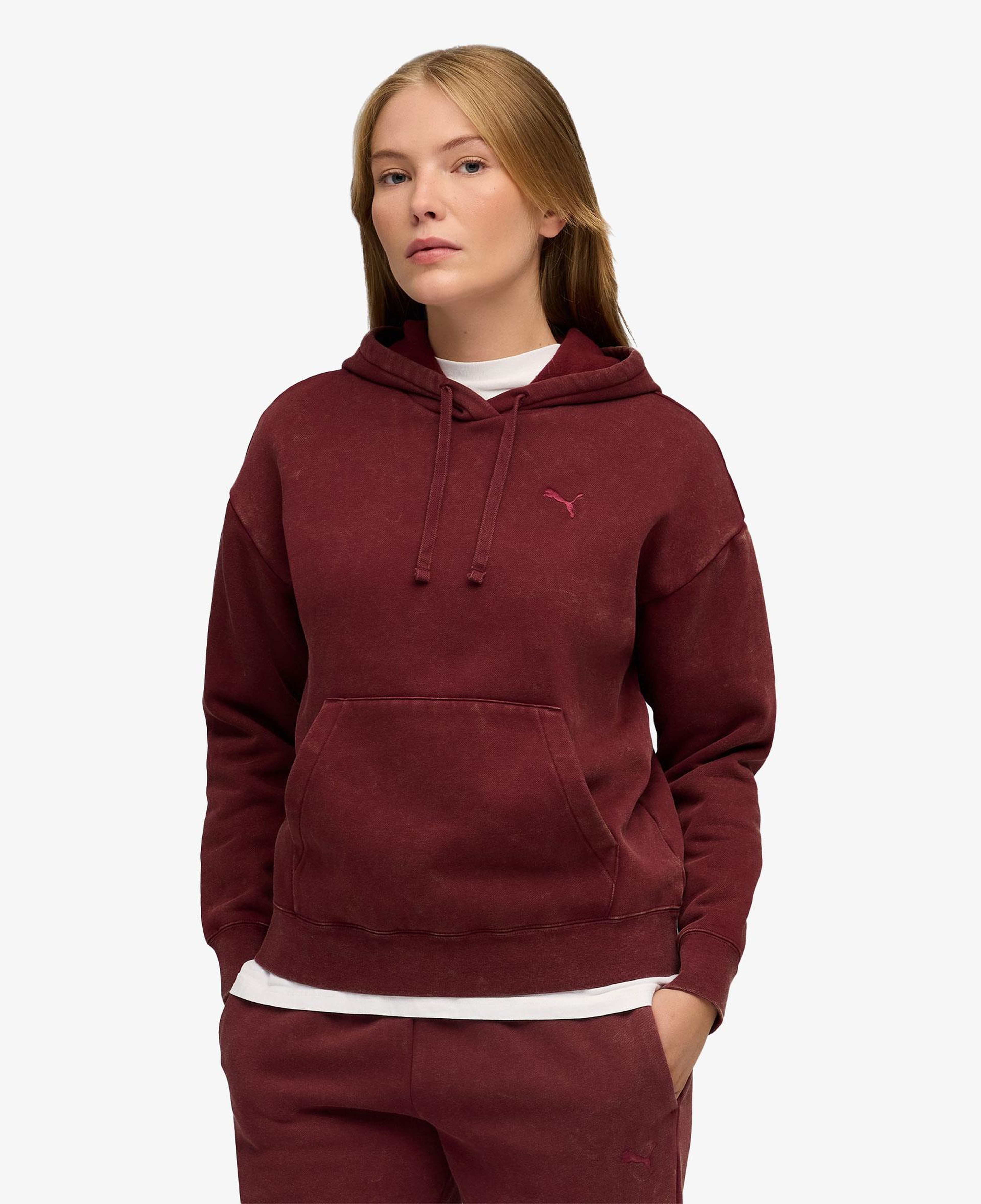 Puma Ess Elevated Wash Kadın Kırmızı Sweatshirt