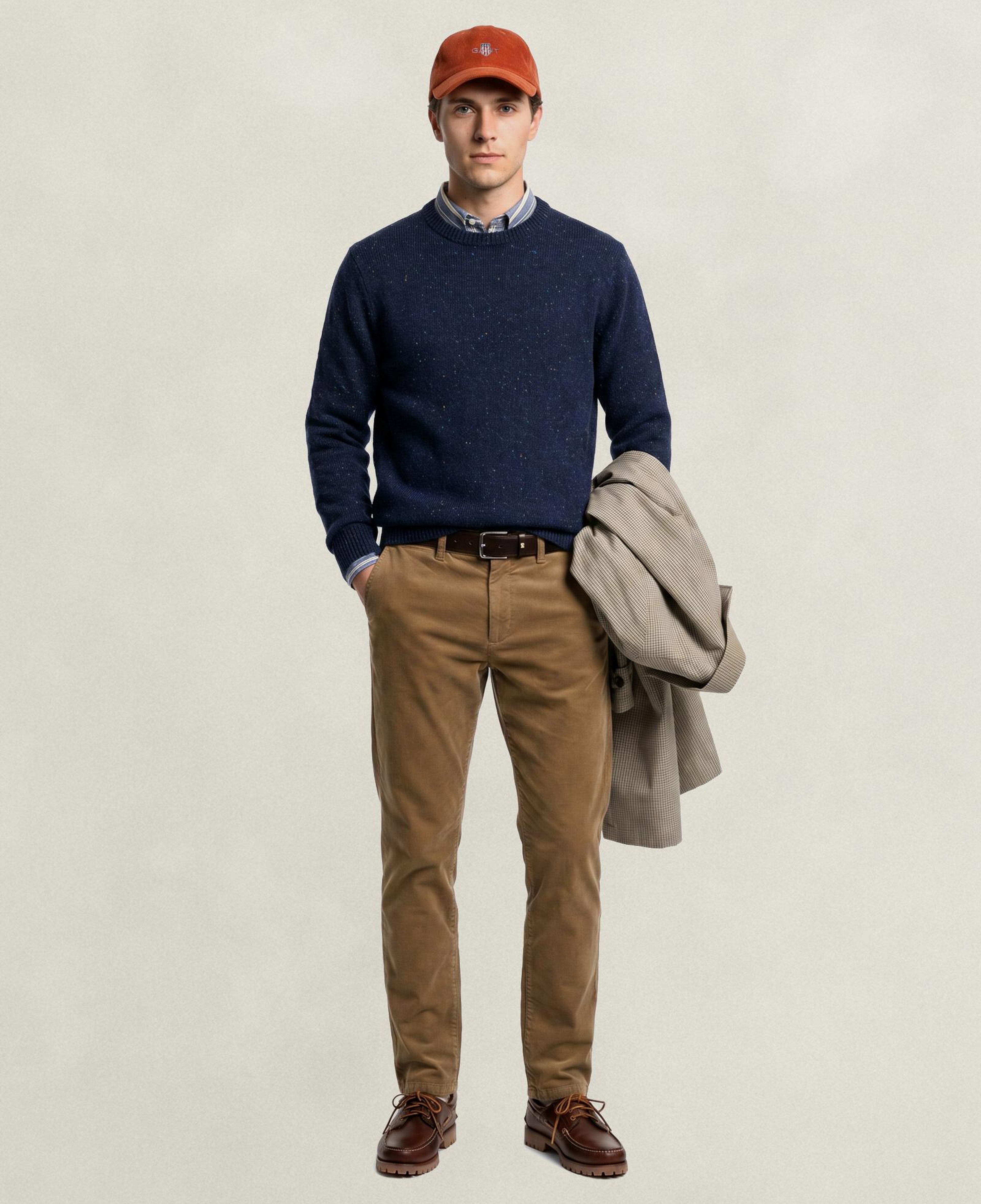 GANT Erkek Lacivert Regular Fit Bisiklet Yaka Kazak