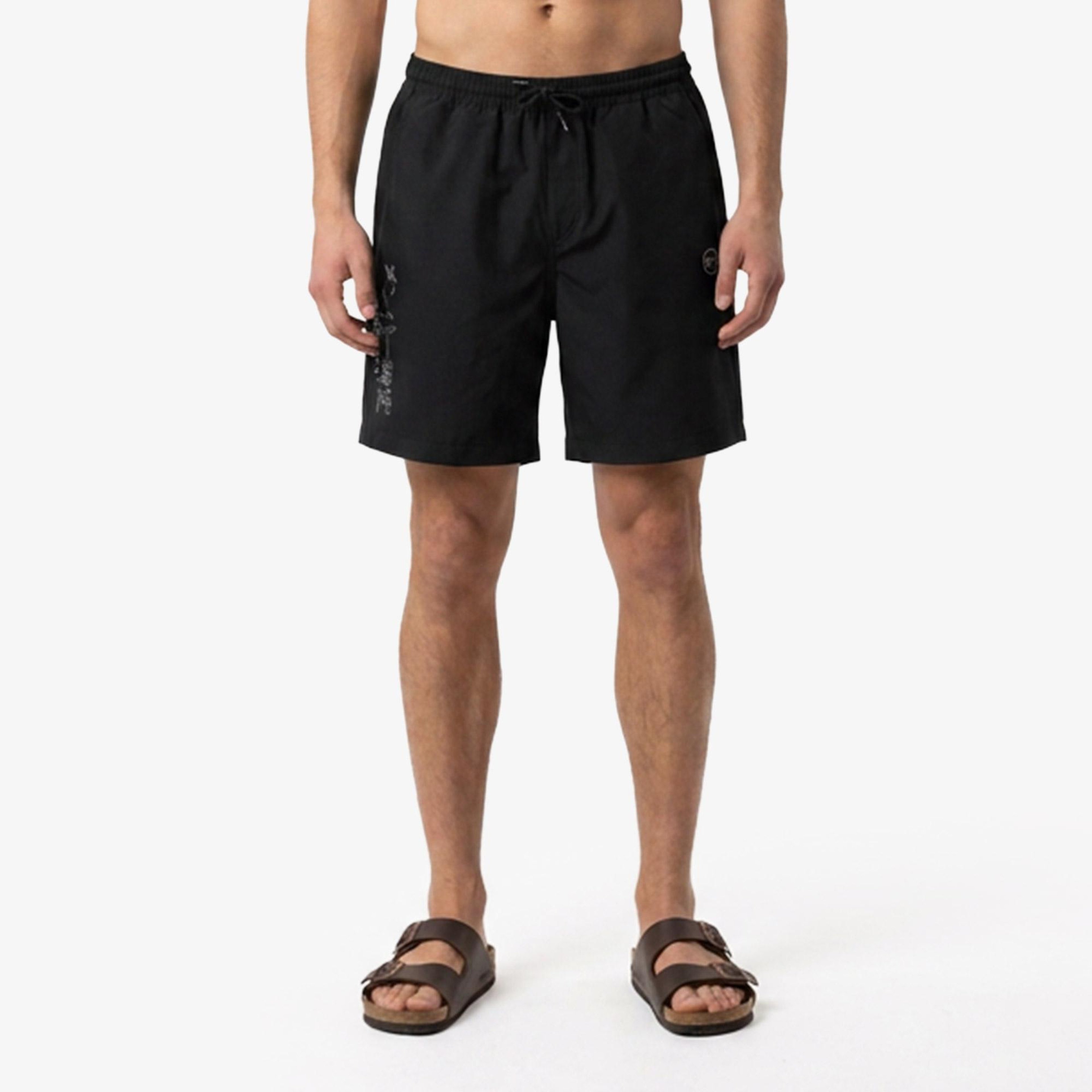 UNITED4 Regular Fit Erkek Siyah Deniz Şortu