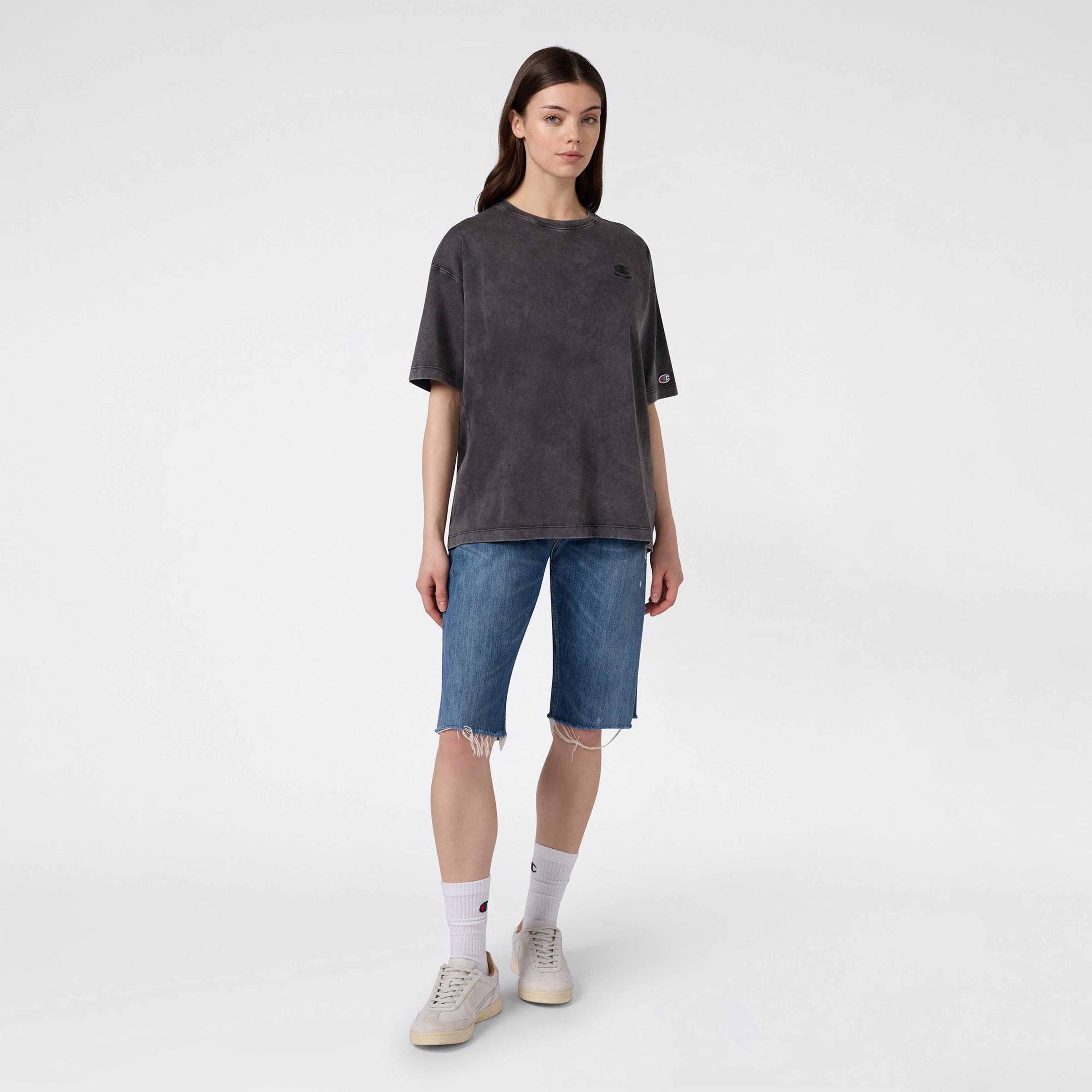 Champion Crewneck Regular Fit Kadın Gri T-Shirt