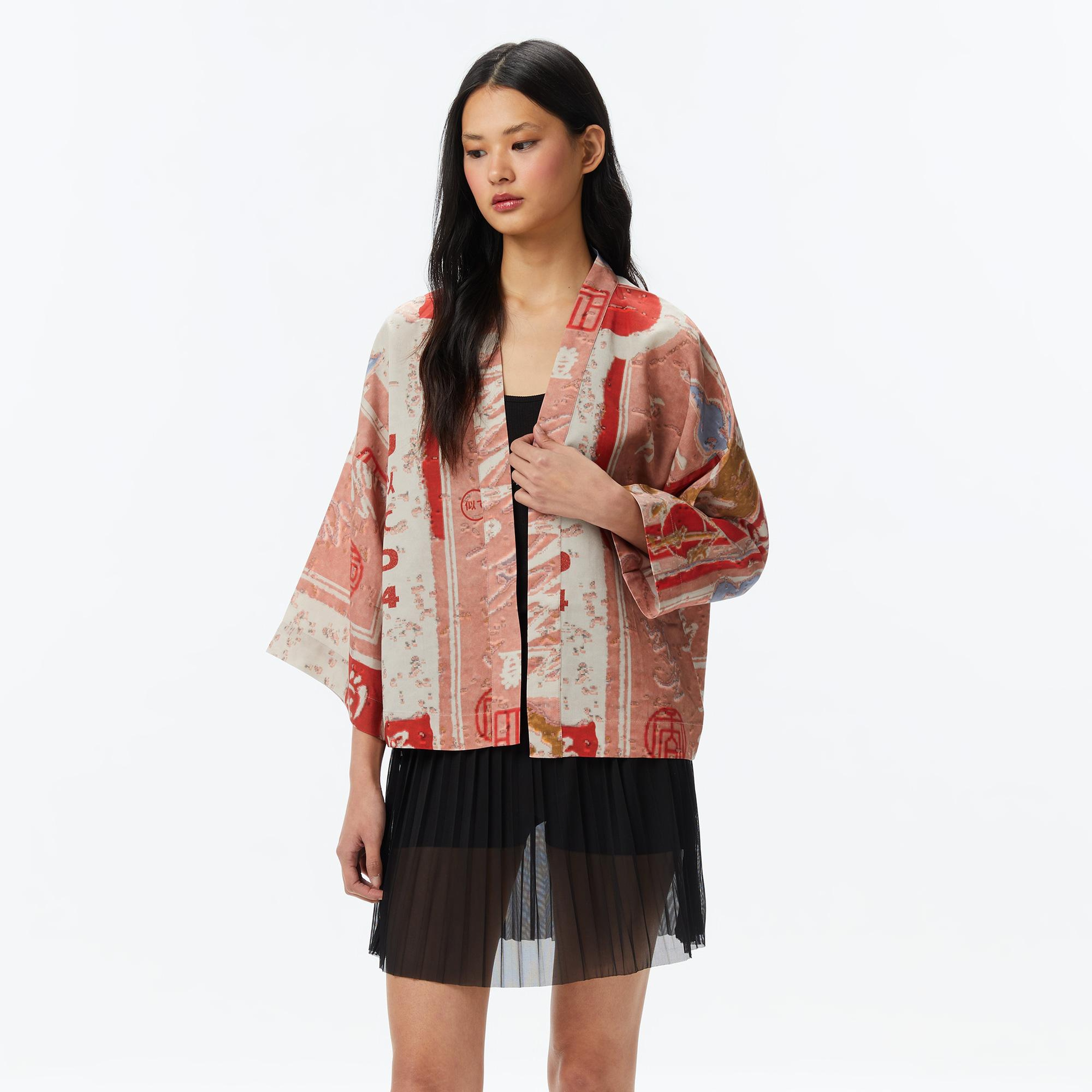 UNITED4 Regular Fit Kadın Krem Kimono