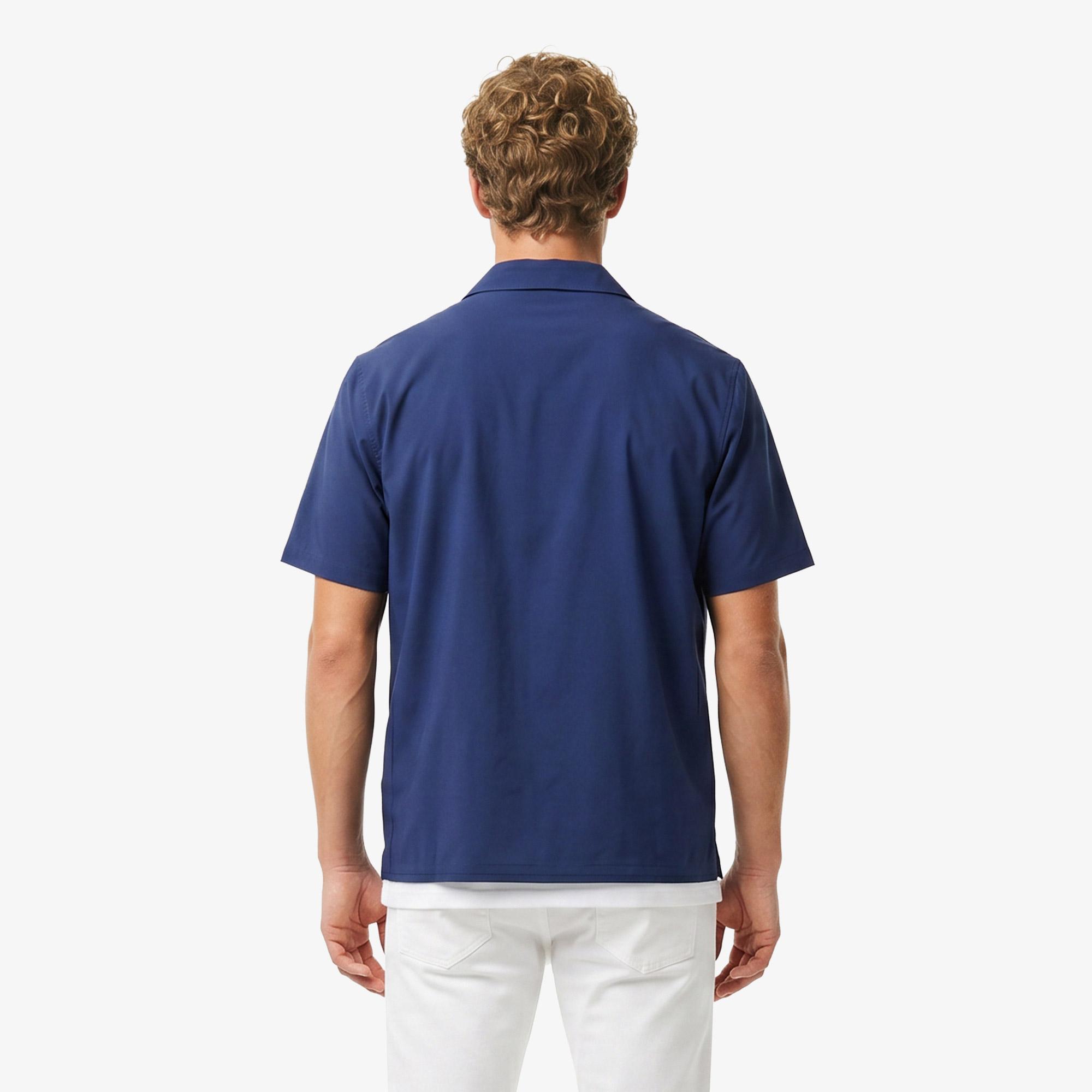 Erkek Relaxed Fit Kısa Kollu Koyu Mavi Gömlek