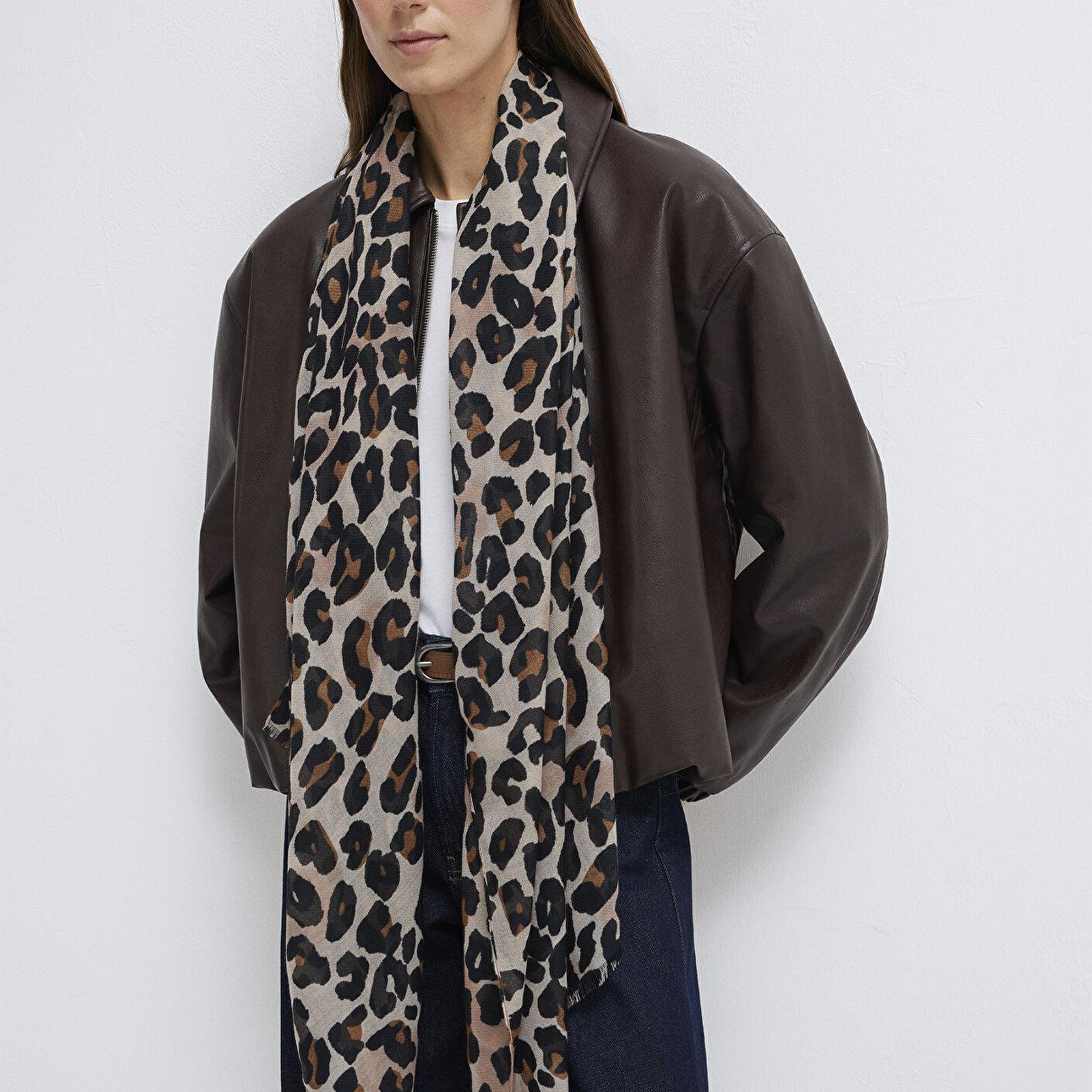 Mavi Leopar Desenli Şal 1912871-85397