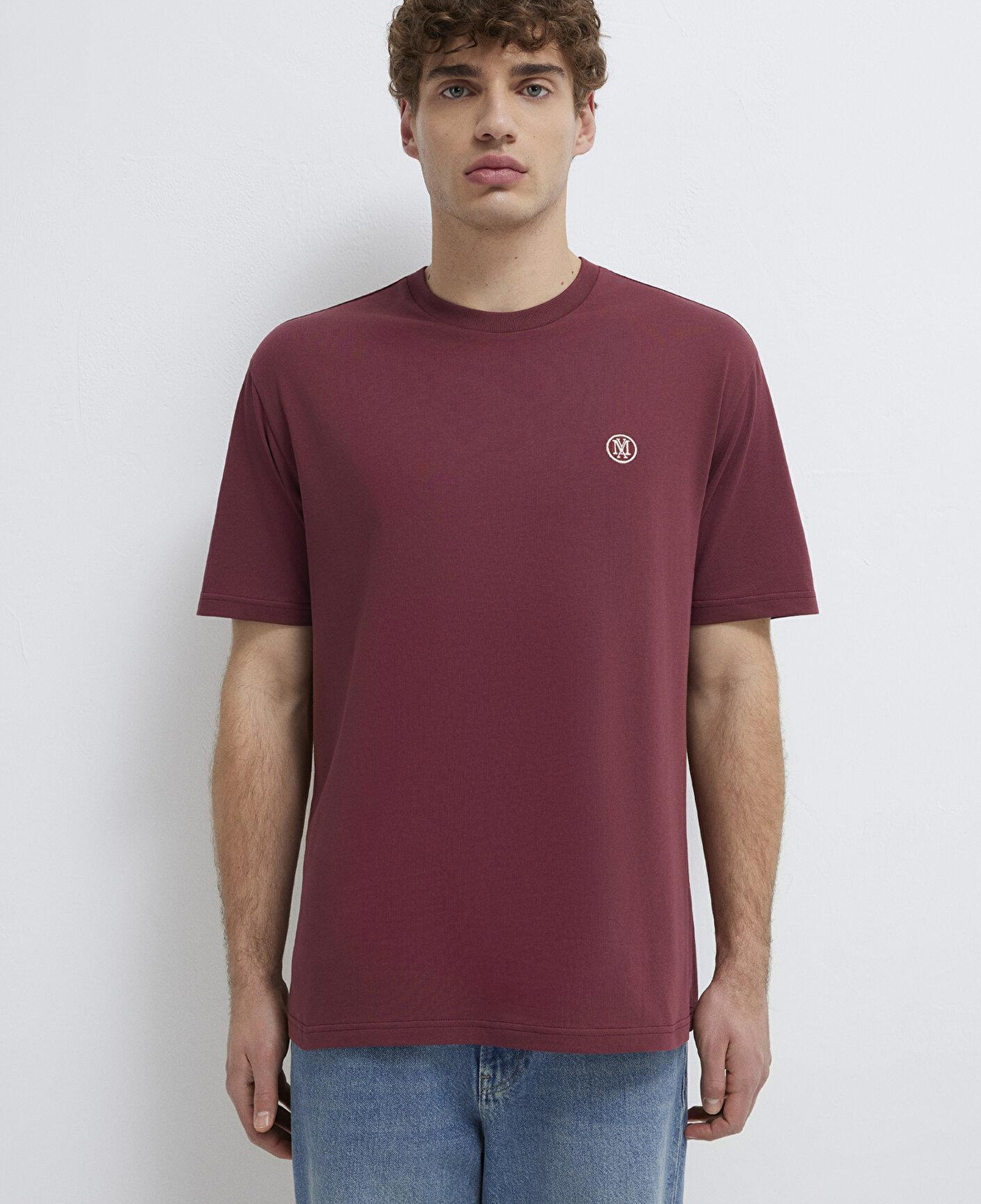 Mavi Mavi Logo İşlemeli Bordo Basic Tişört Loose Fit / Bol Rahat Kesim 067074-70396