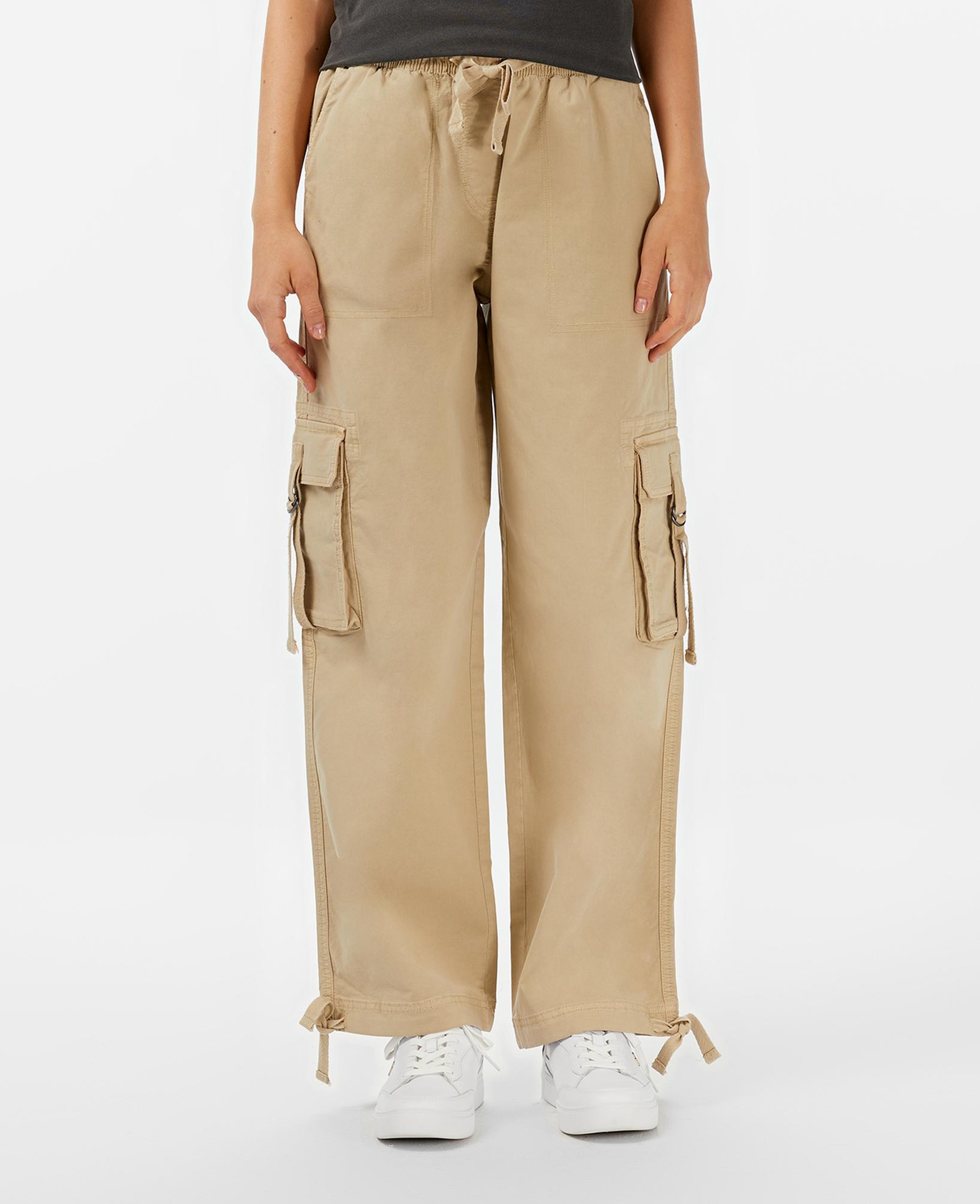 Tommy Hilfiger Loose Cargo Kadın Krem Pantolon