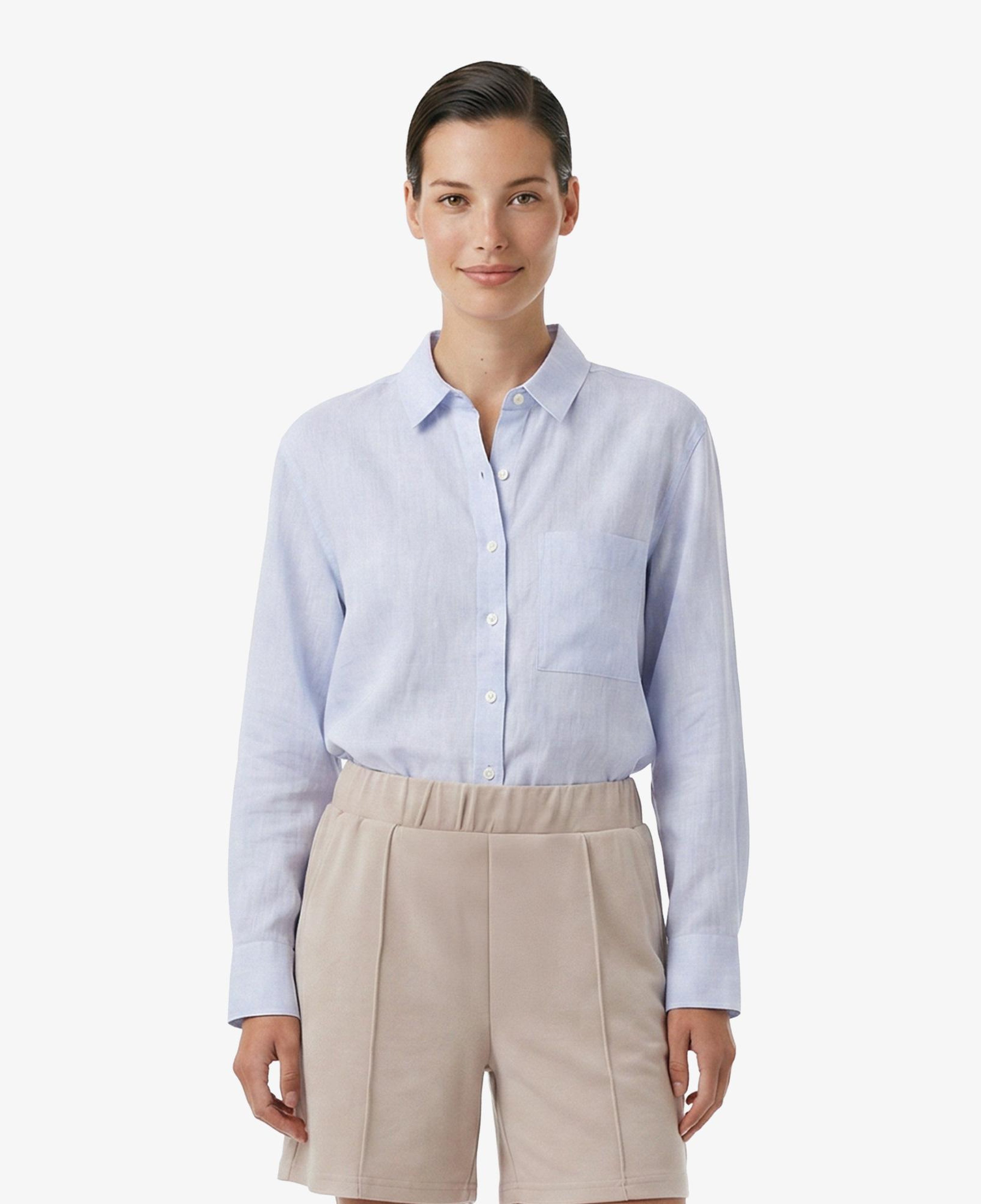 Nautica Kadın Mavi Regular Fit Keten Gömlek