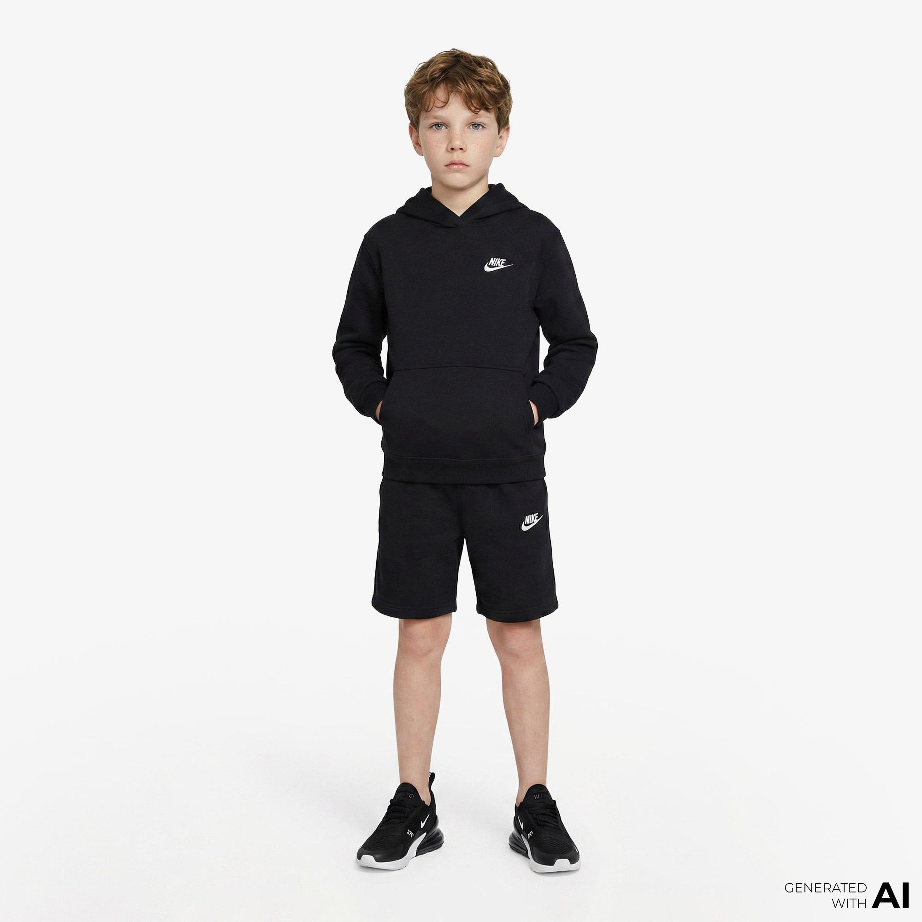 Nike Sportswear Club Fleece Çocuk Siyah Kapüşonlu Hoodie