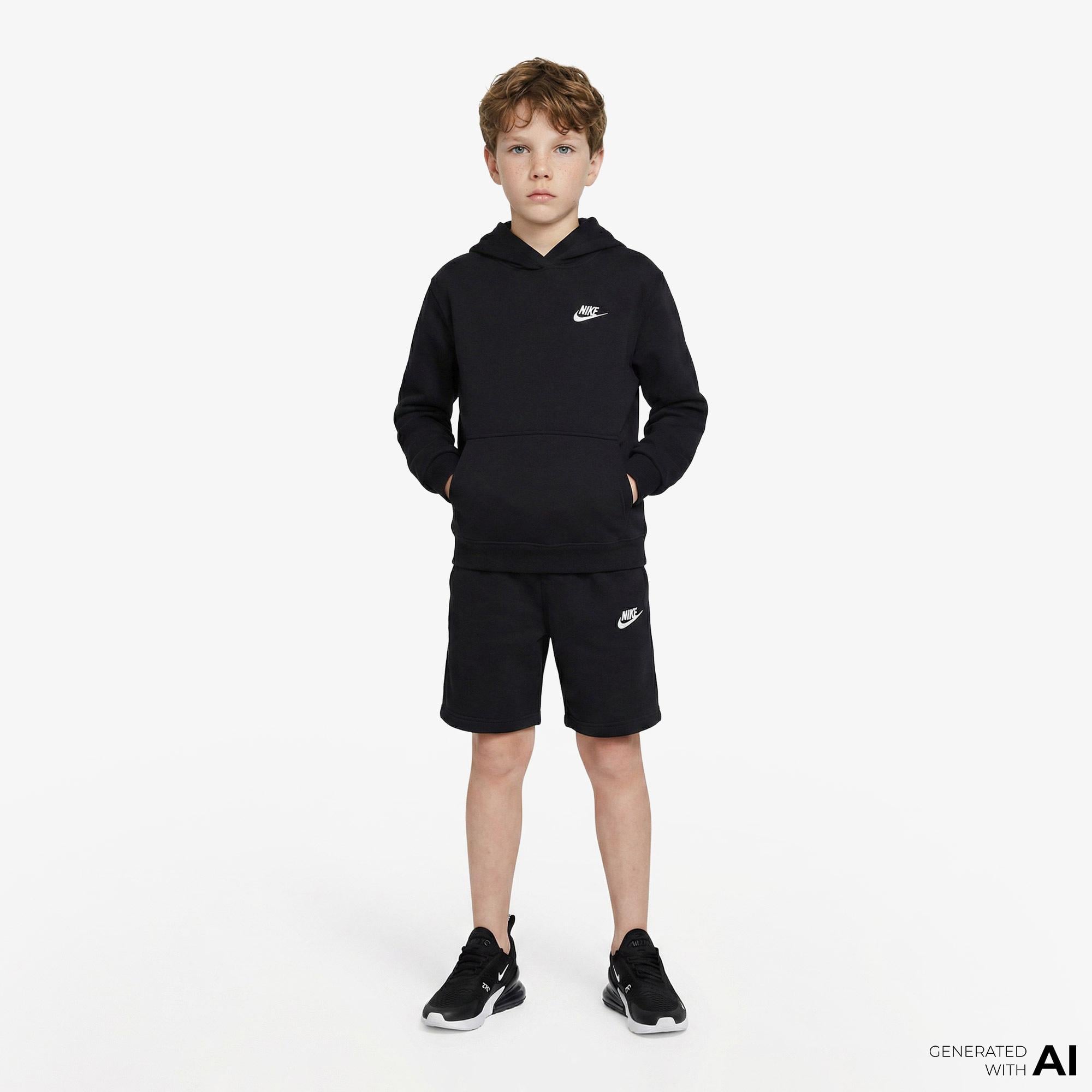 Nike Sportswear Club Fleece Çocuk Siyah Kapüşonlu Hoodie