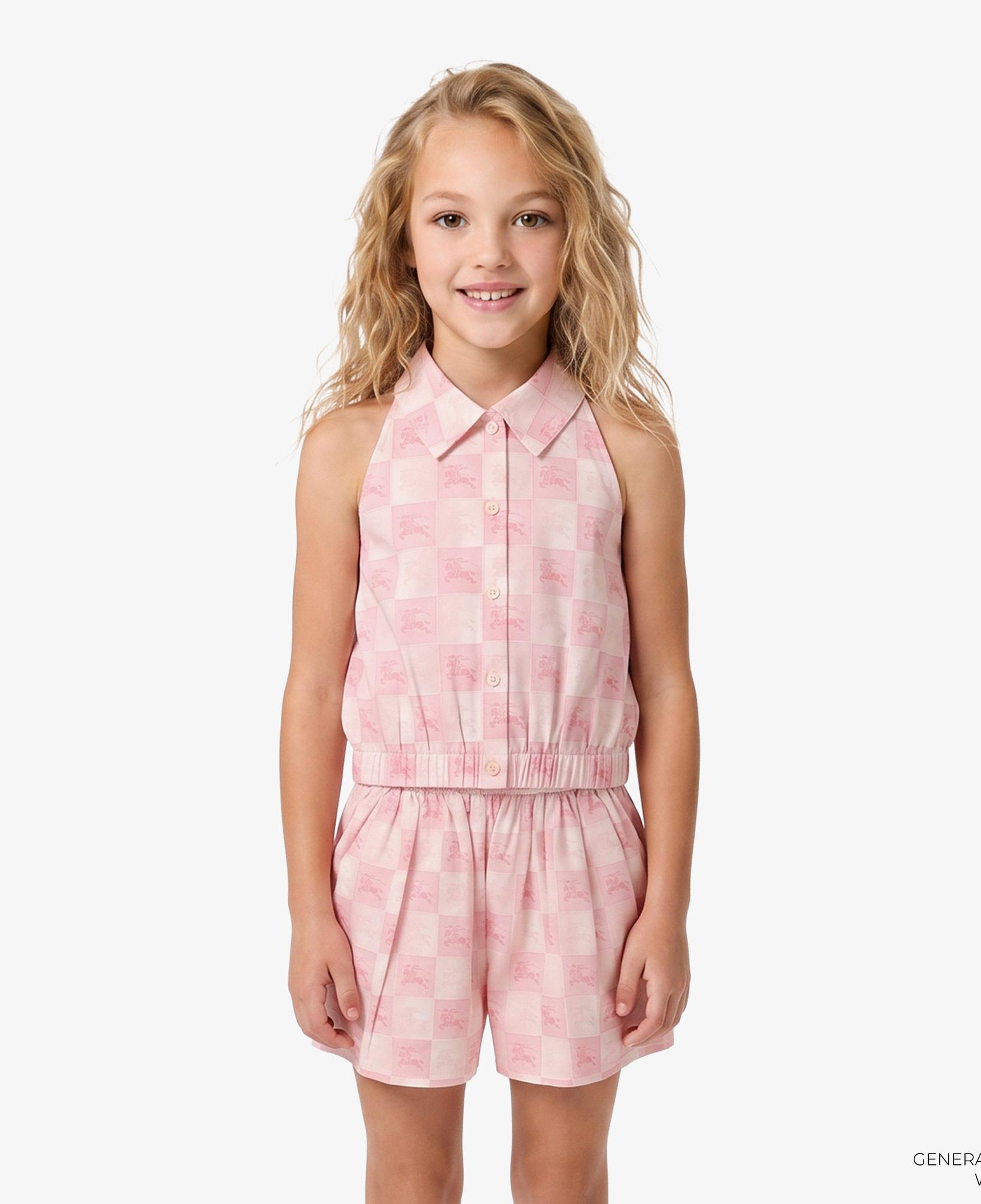 Burberry Ekd Checkerboard Cotton Çocuk Pembe Gömlek