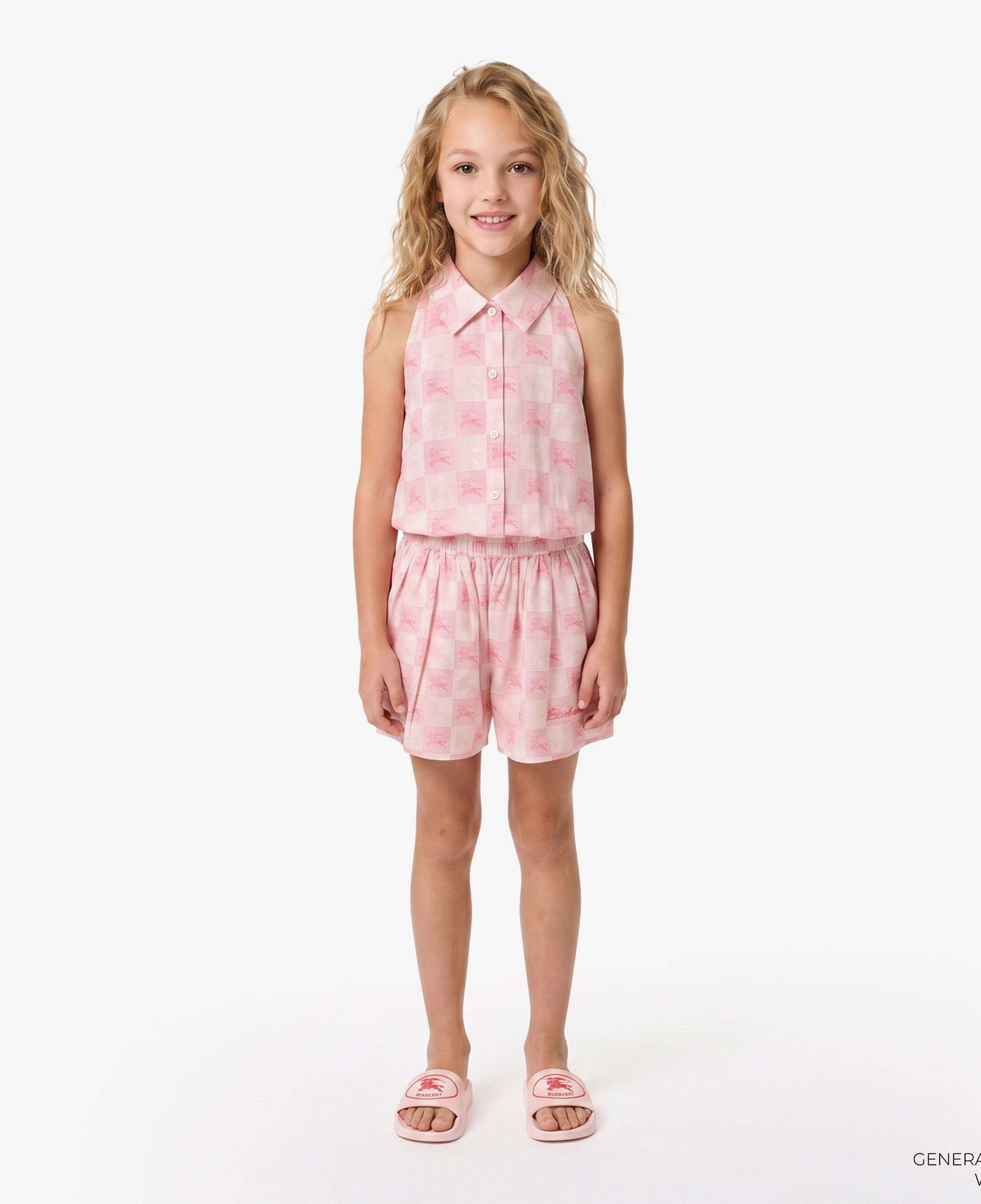 Burberry Ekd Checkerboard Cotton Çocuk Pembe Gömlek
