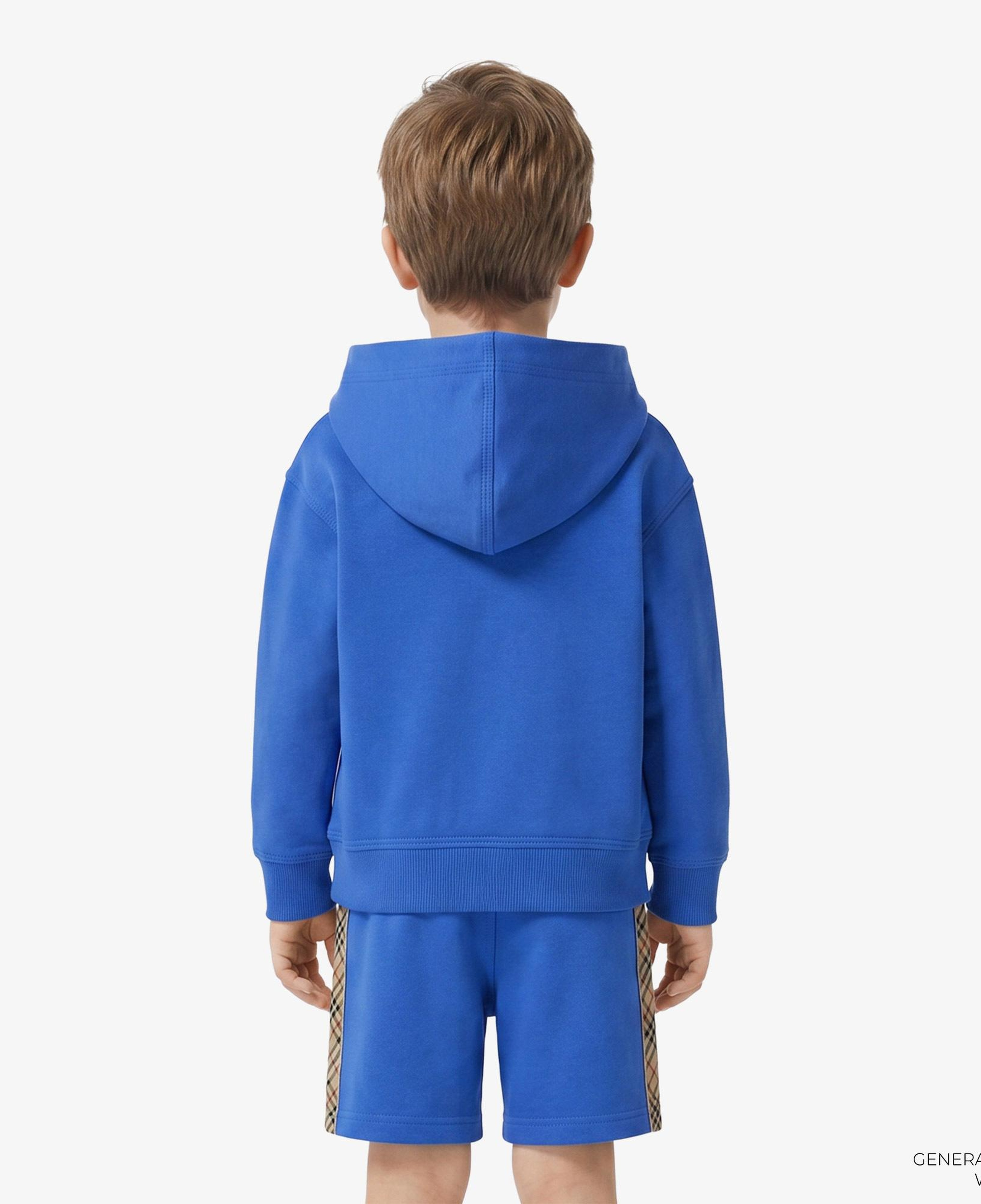 Burberry Check Trim Cotton Zip Çocuk Mavi Hoodie