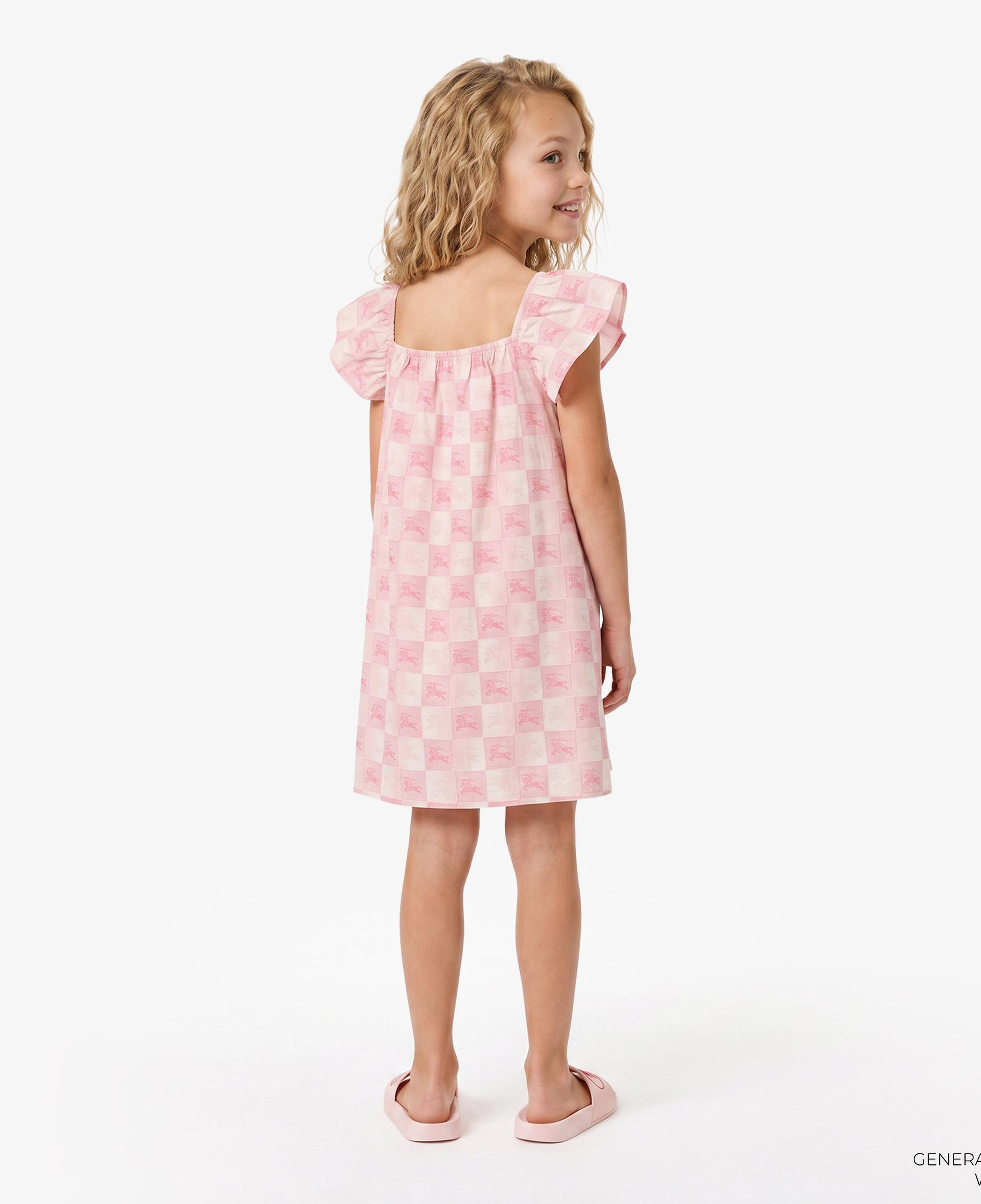 Burberry Ekd Checkerboard Cotton Çocuk Pembe Elbise