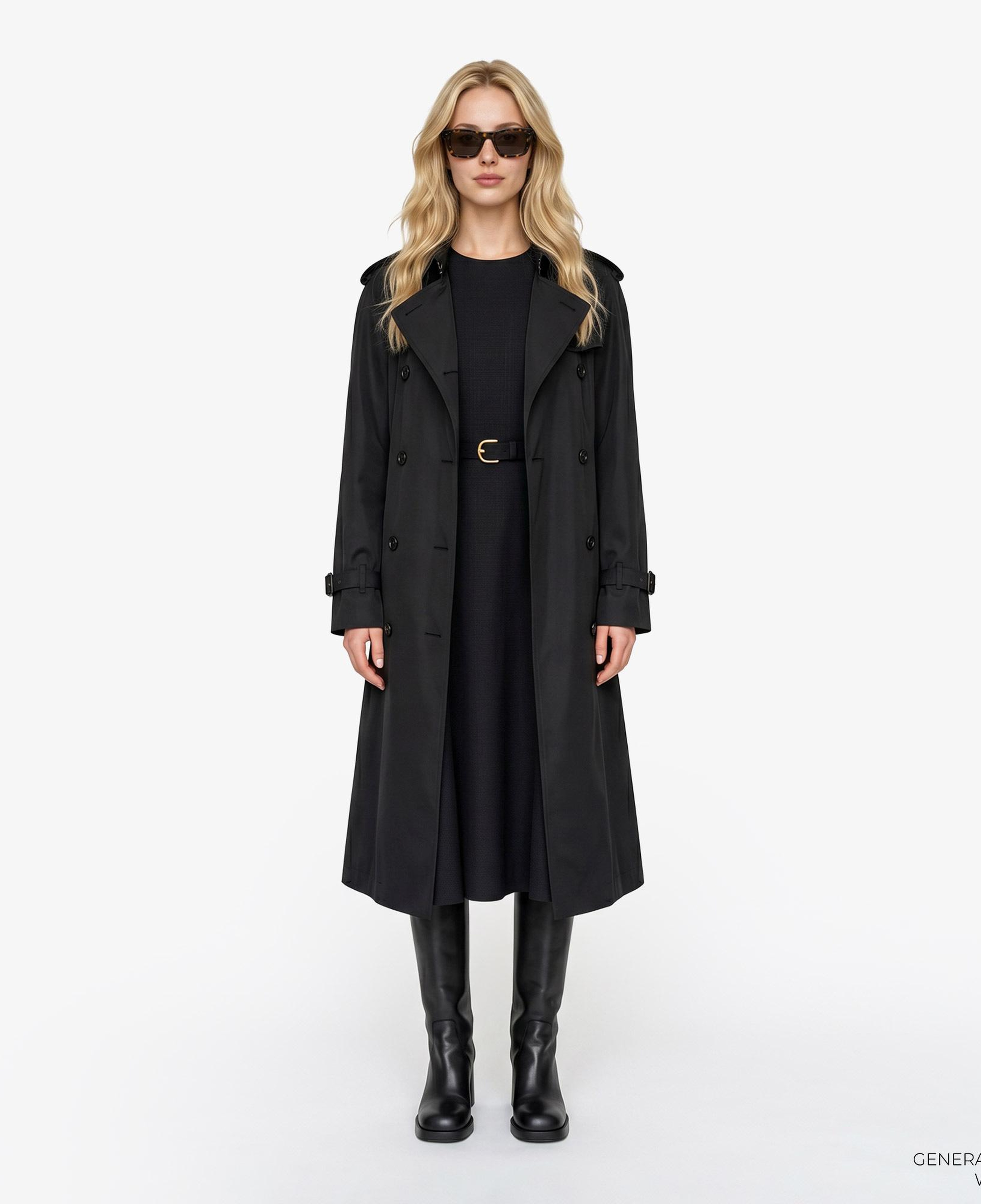 Burberry Long Nylon Hooded Car Kadın Siyah Trençkot
