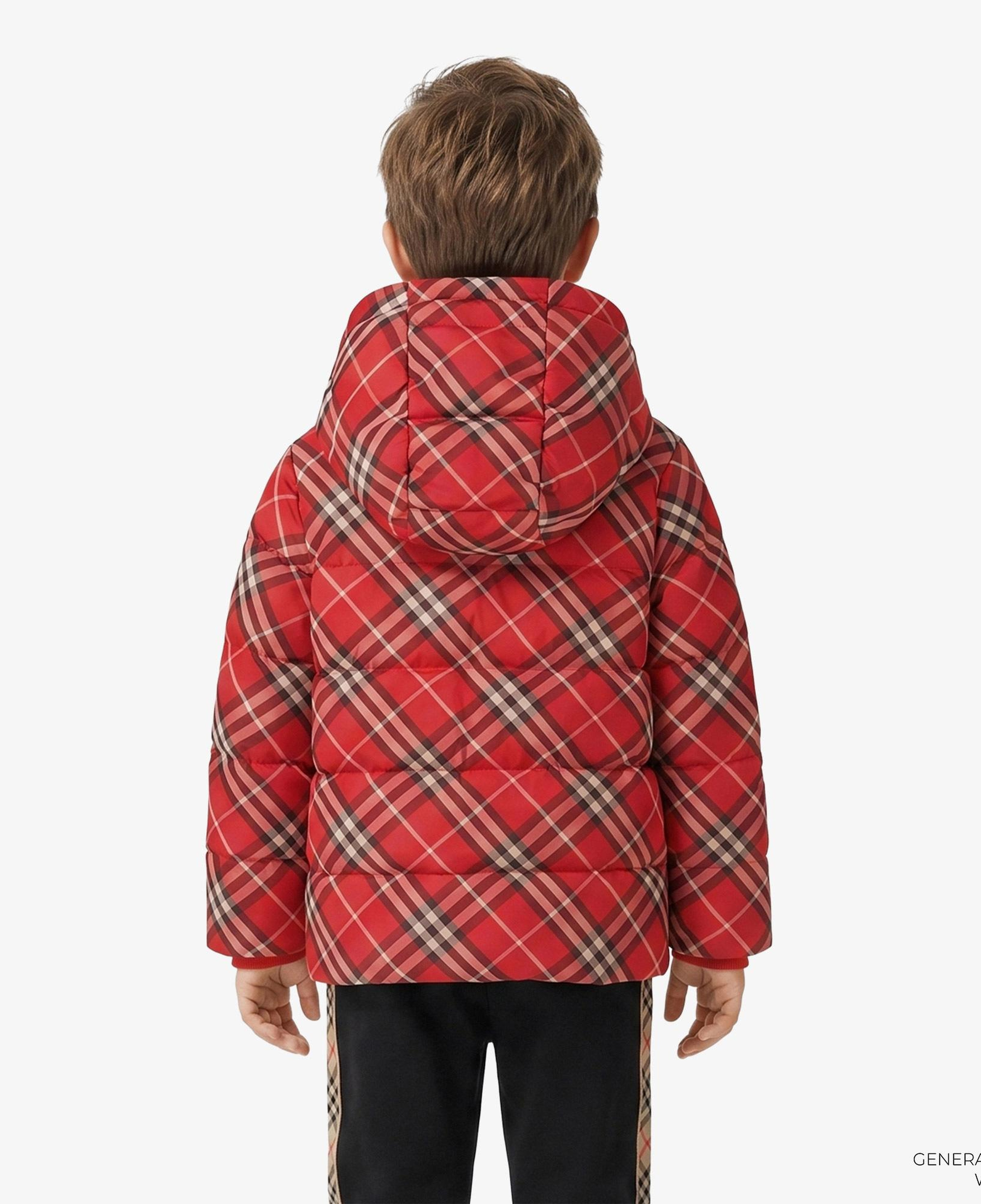 Burberry Check Hooded Puffer Çocuk Kırmızı Mont
