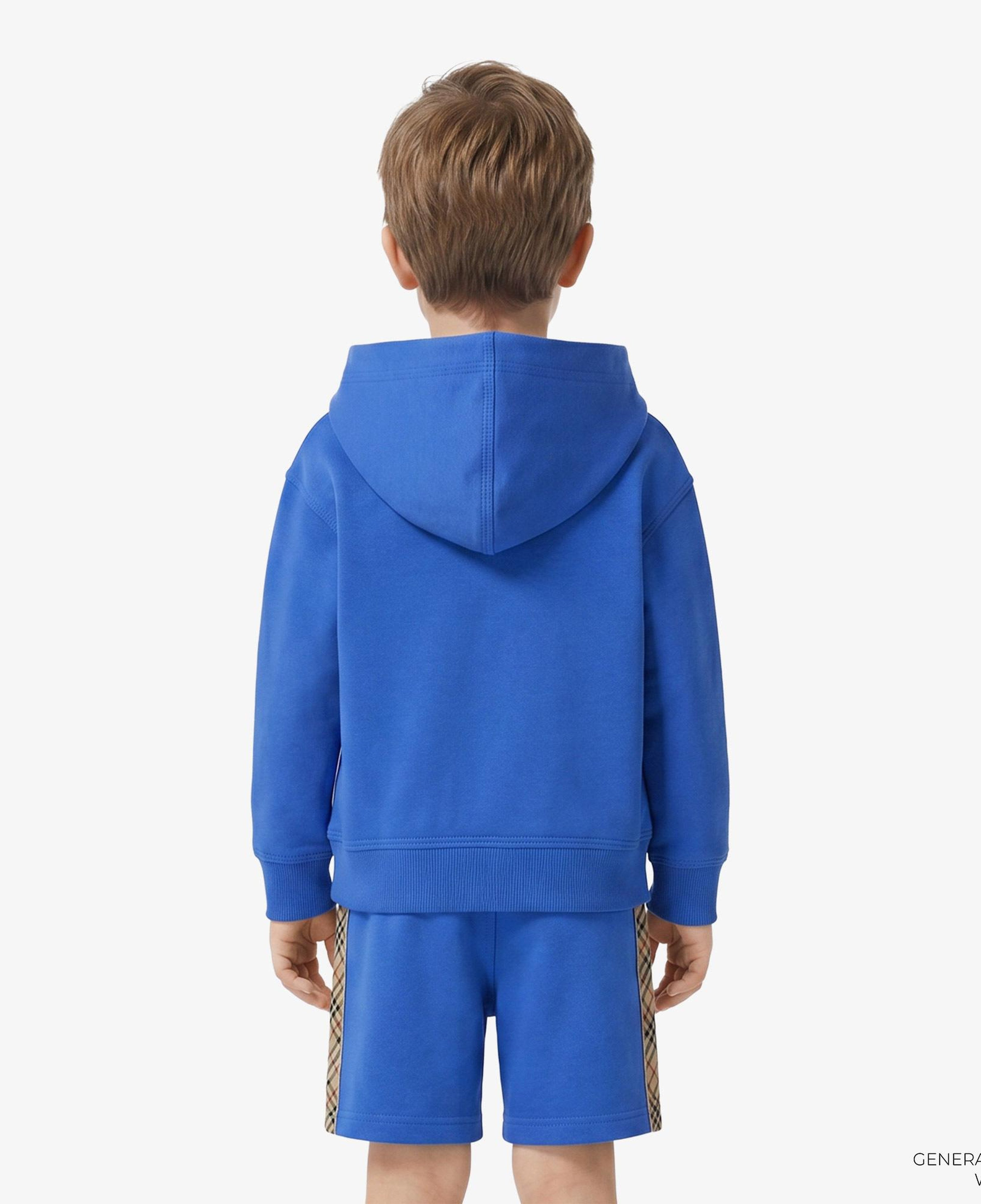 Burberry Check Trim Cotton Zip Çocuk Mavi Hoodie