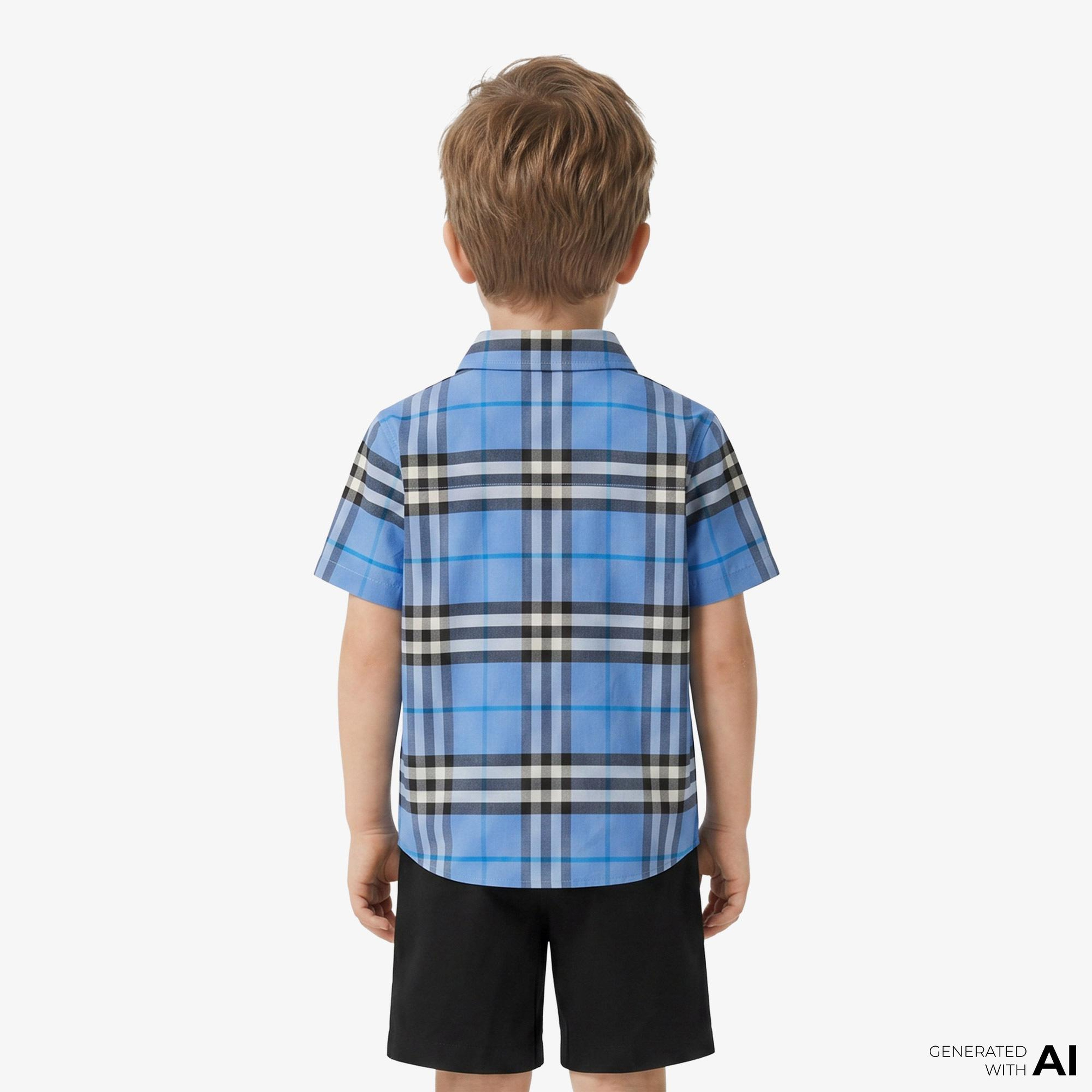 Burberry Owen Check Çocuk Mavi Gömlek