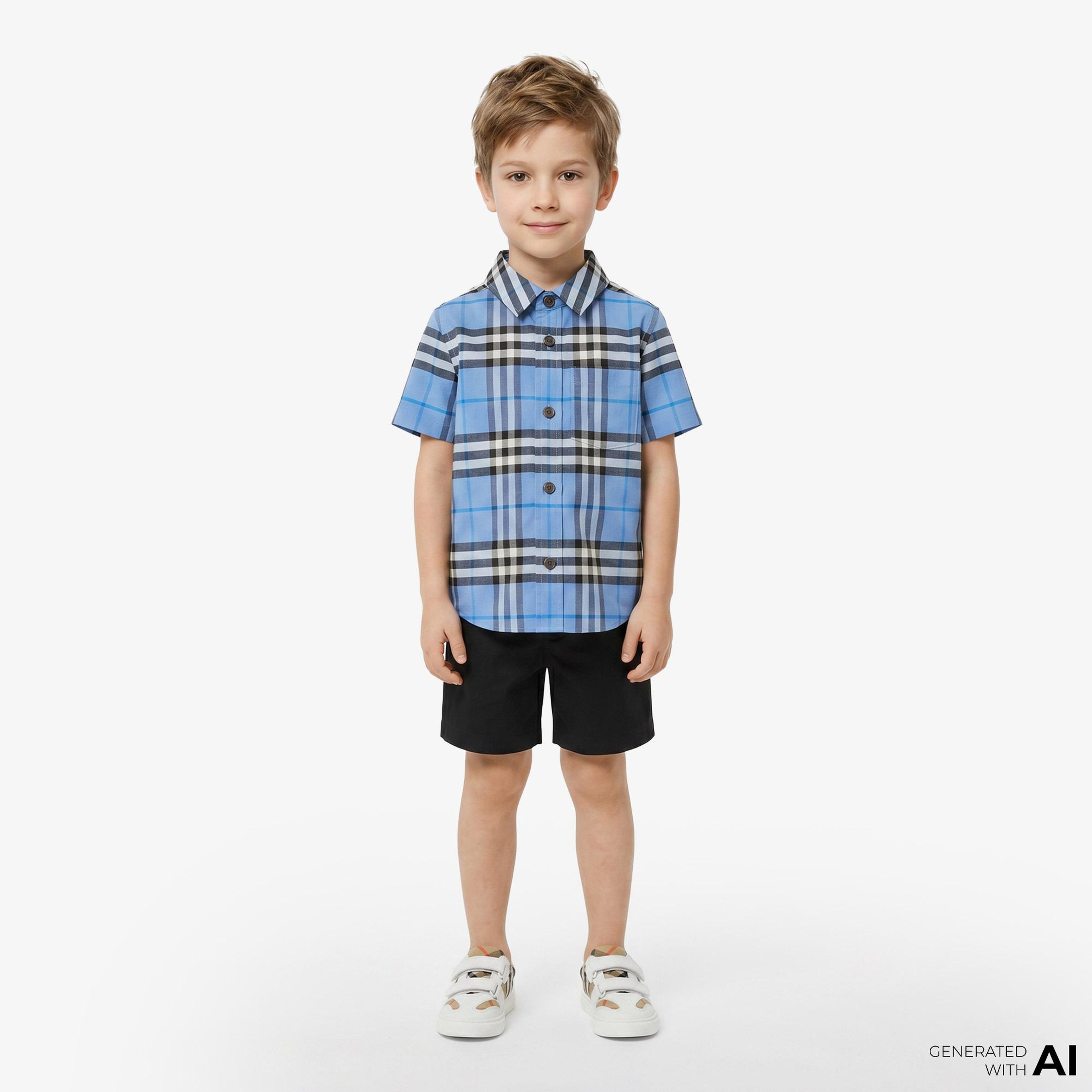 Burberry Owen Check Çocuk Mavi Gömlek
