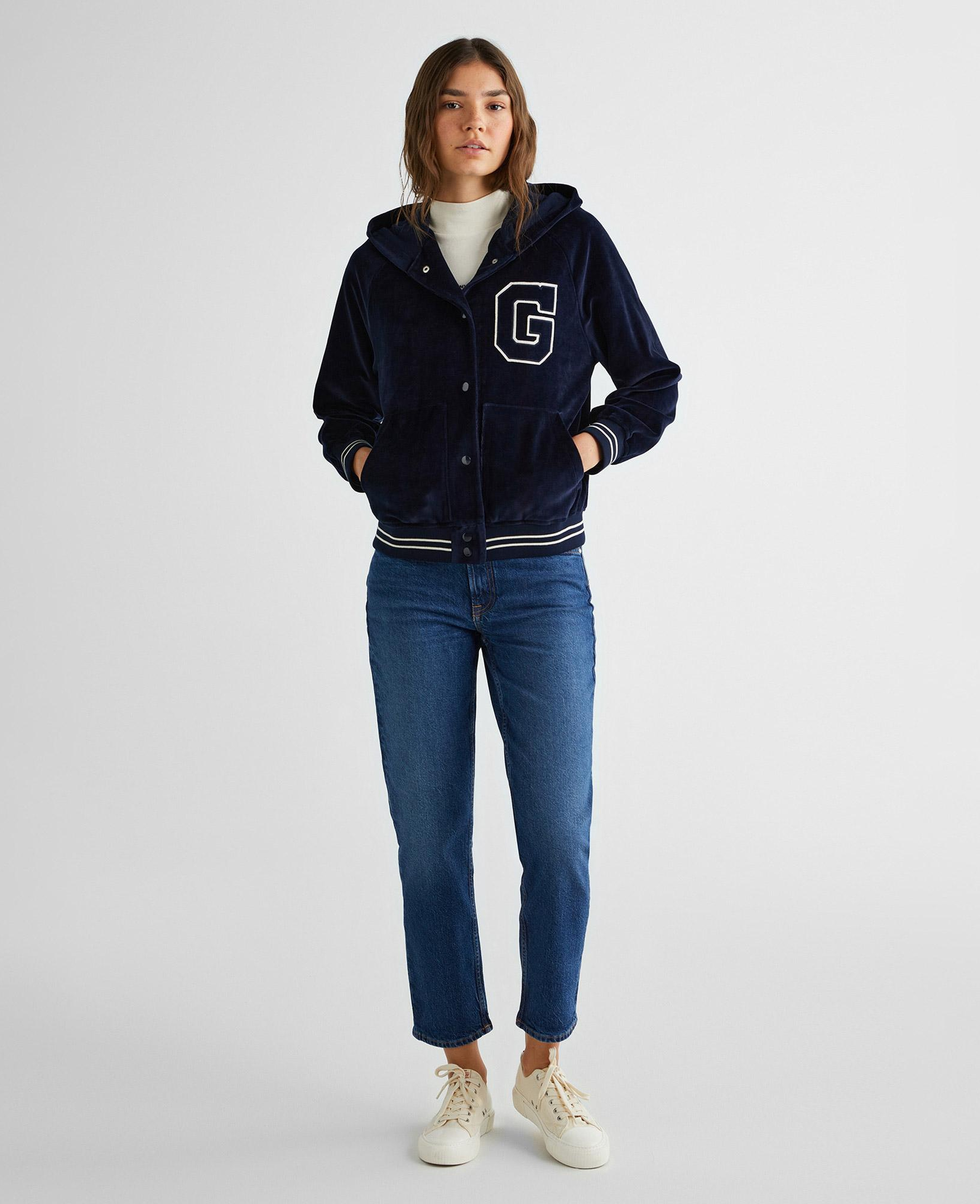 GANT Kadın Lacivert Relaxed Fit Kapüşonlu Logolu Sweatshirt