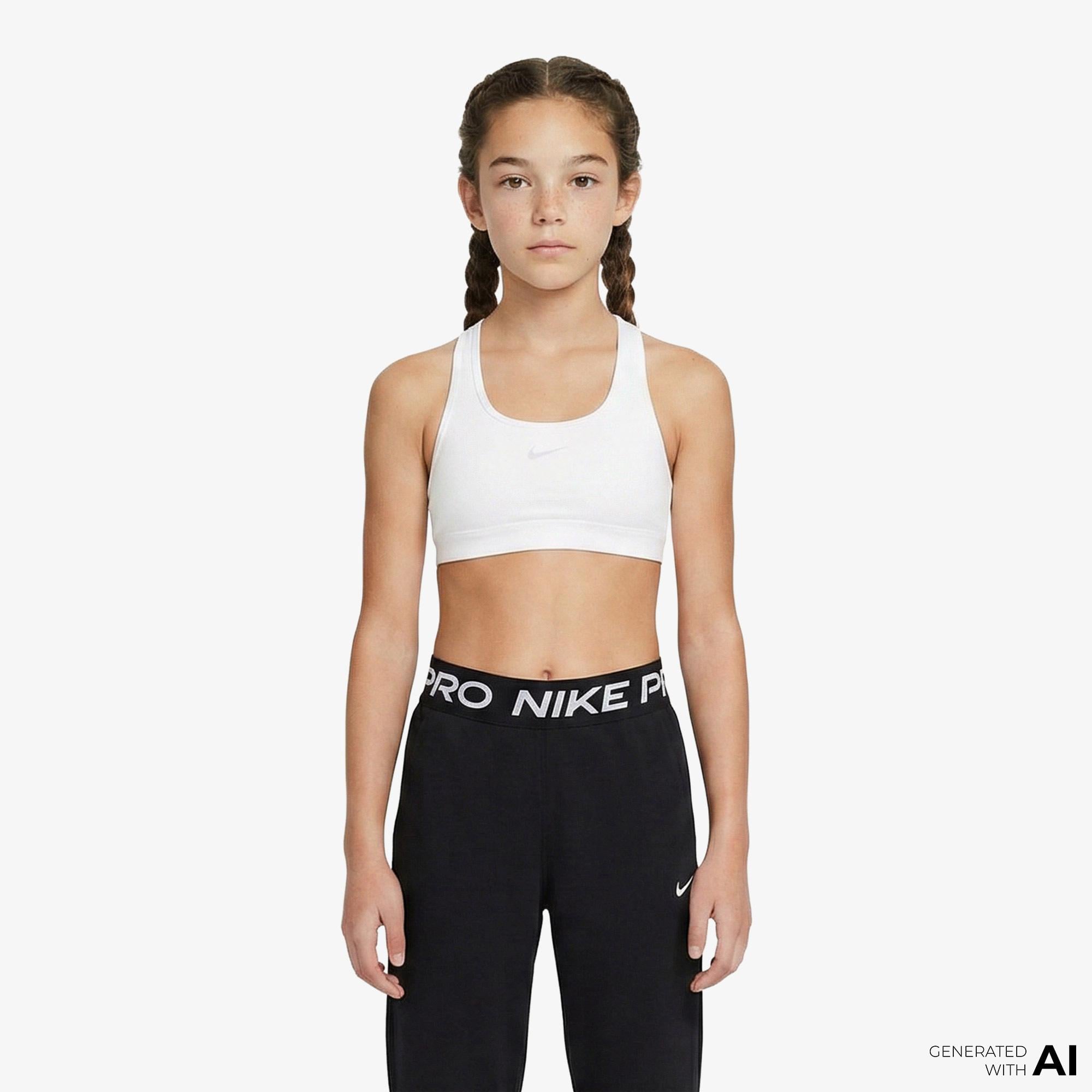Nike Dri-Fit Swoosh Çocuk Beyaz Bra