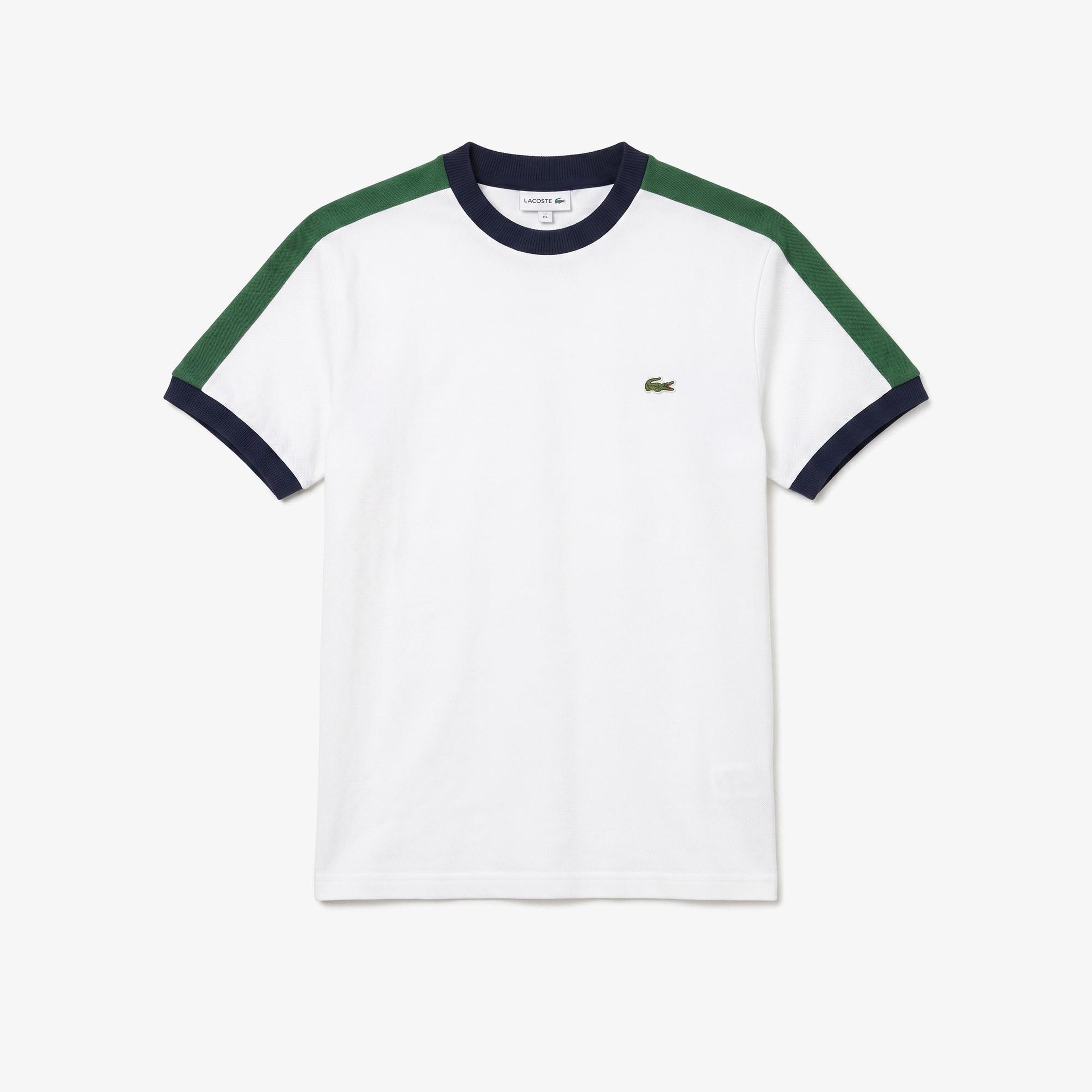 Erkek Regular Fit Bisiklet Yaka Renk Bloklu Beyaz T-Shirt