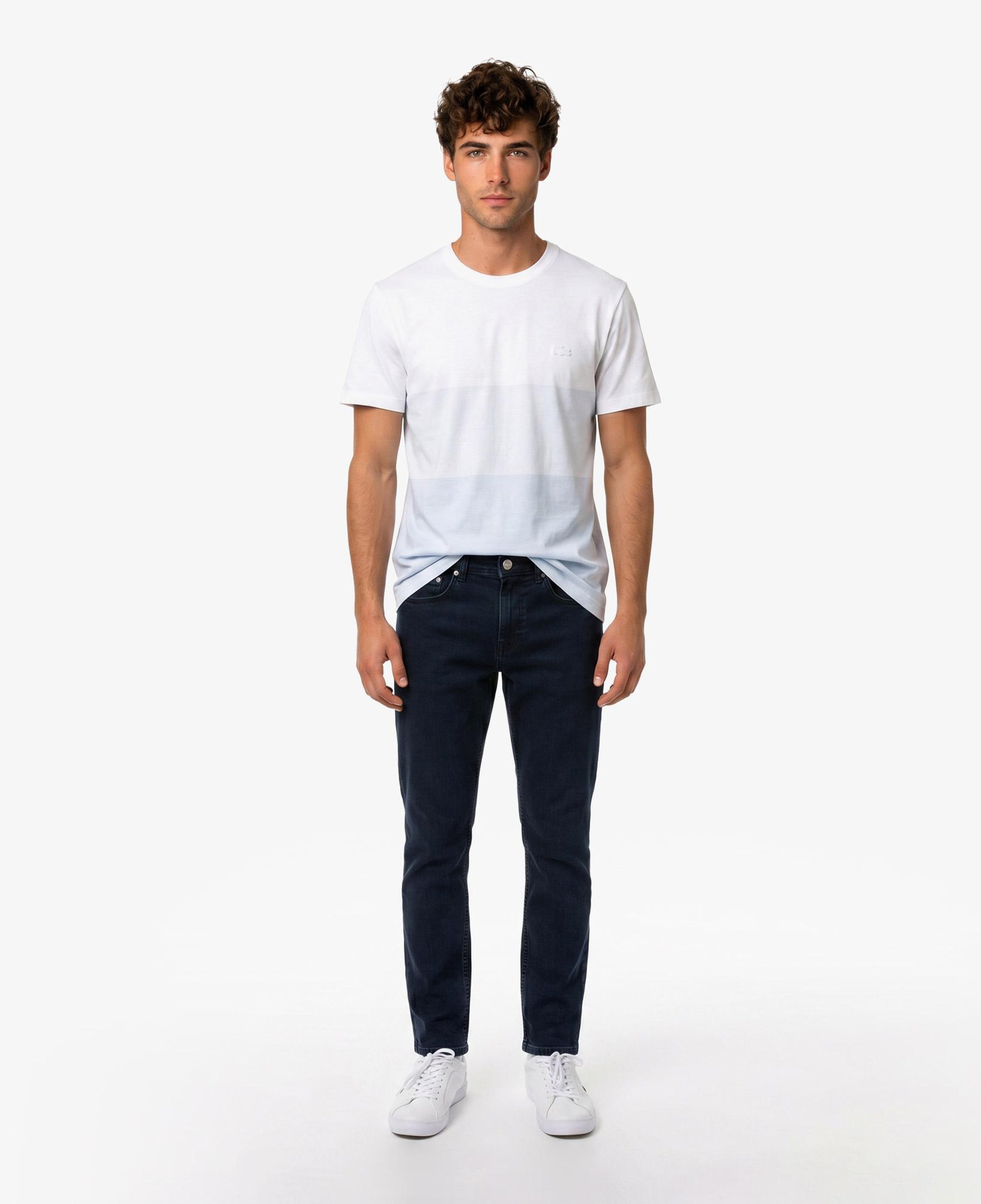 Erkek Regular Fit Bisiklet Yaka Renk Bloklu Beyaz T-Shirt