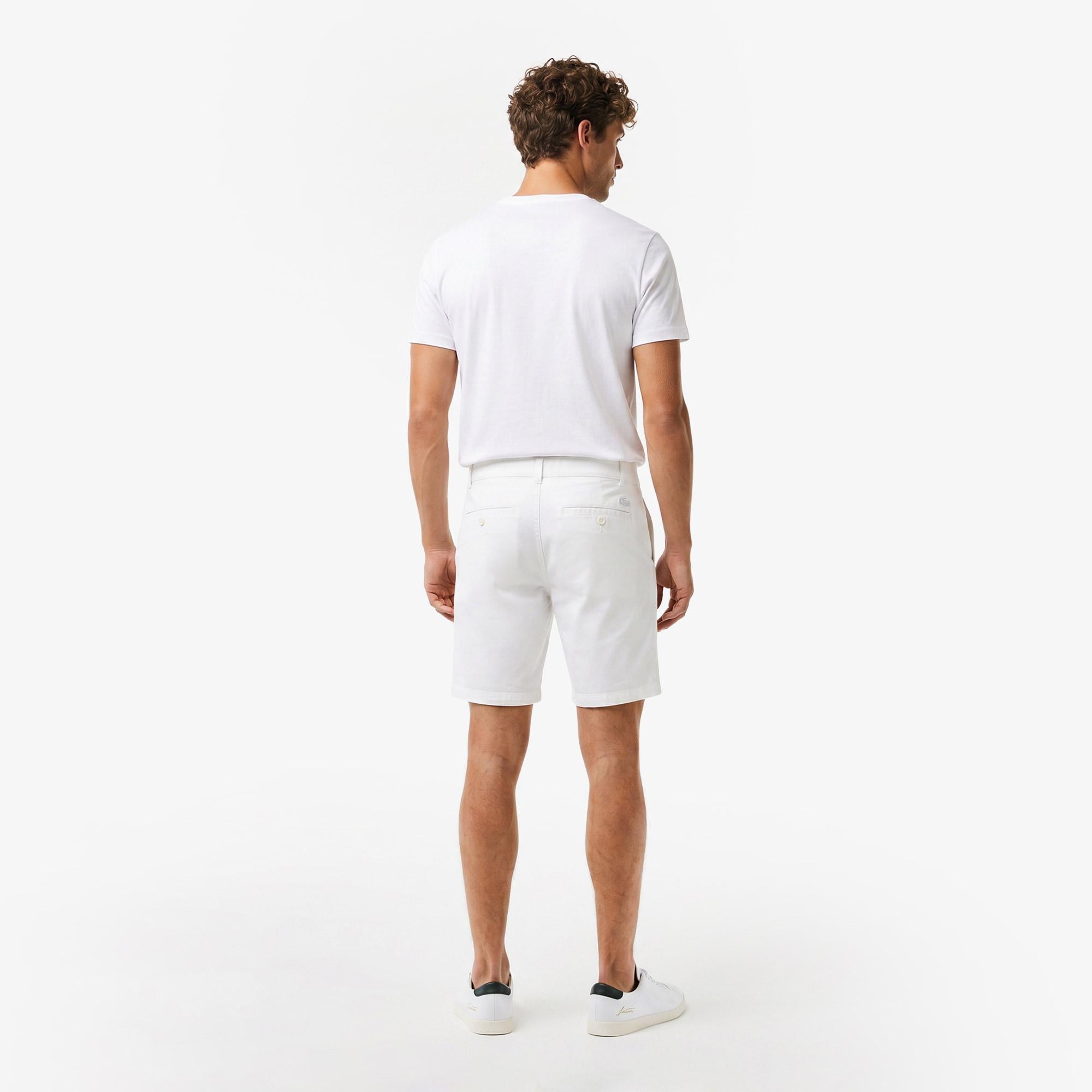Erkek Slim Fit Beyaz Bermuda Şort