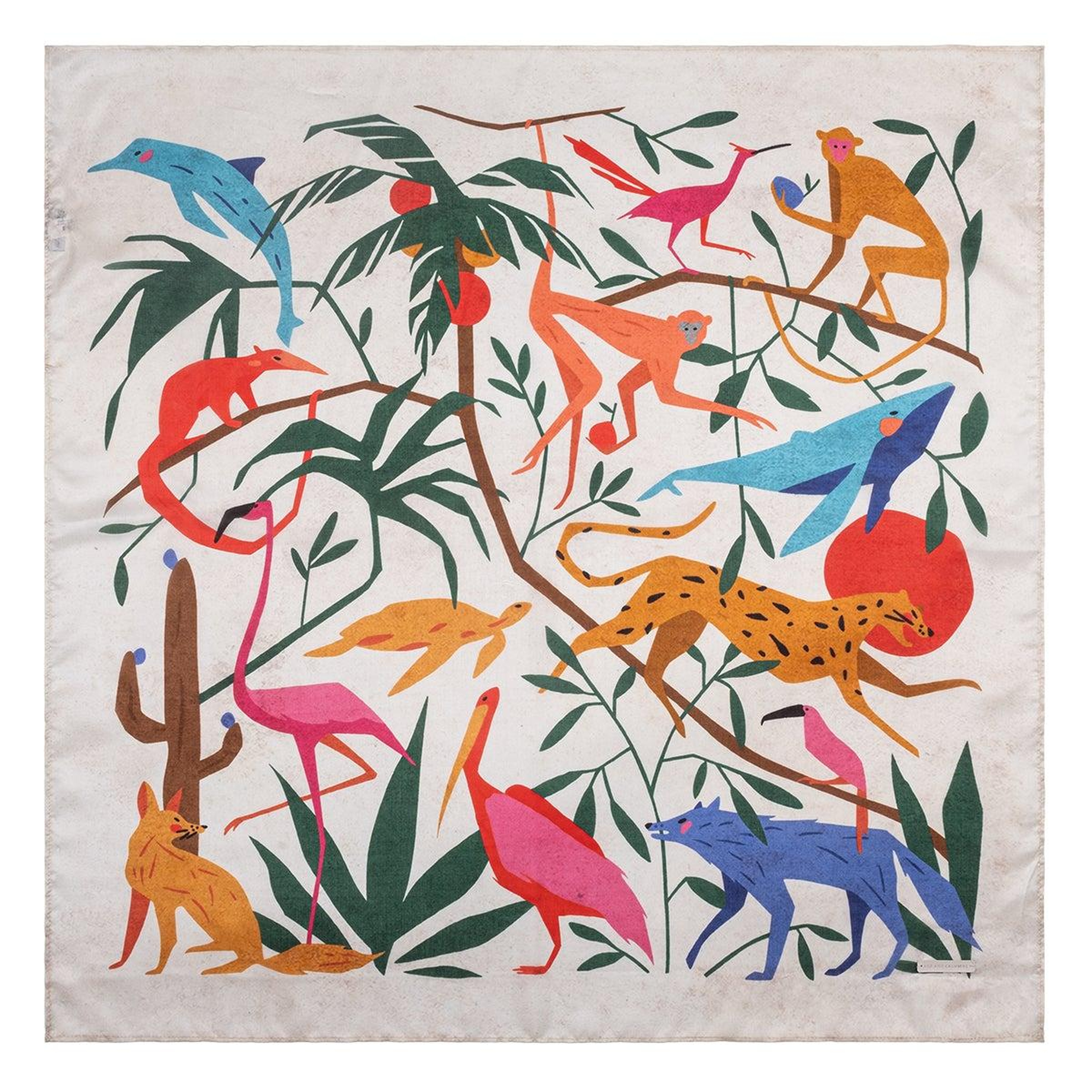 Renkli Saf İpek Jas Baskılı Kare Bandana 70x70 cm