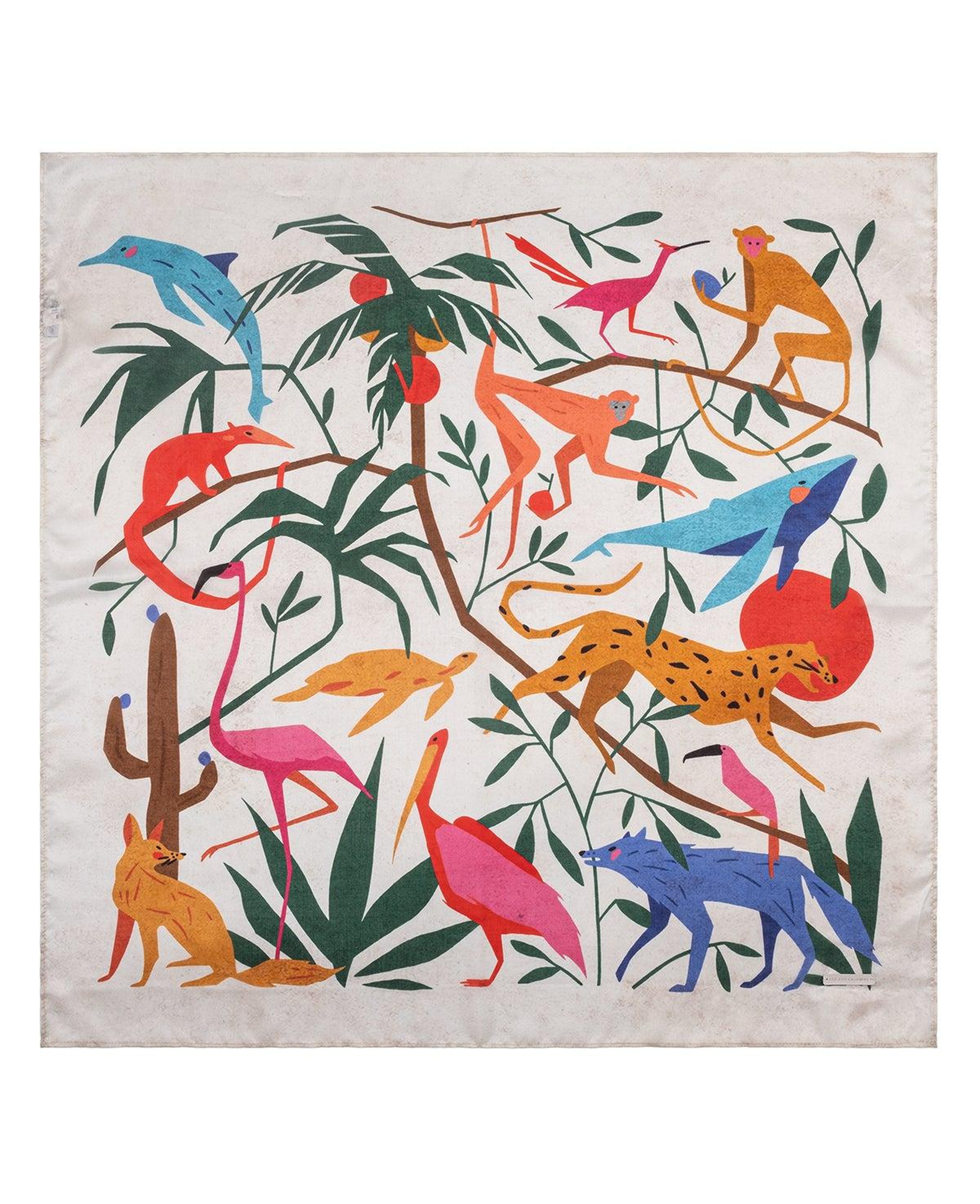 Renkli Saf İpek Jas Baskılı Kare Bandana 70x70 cm