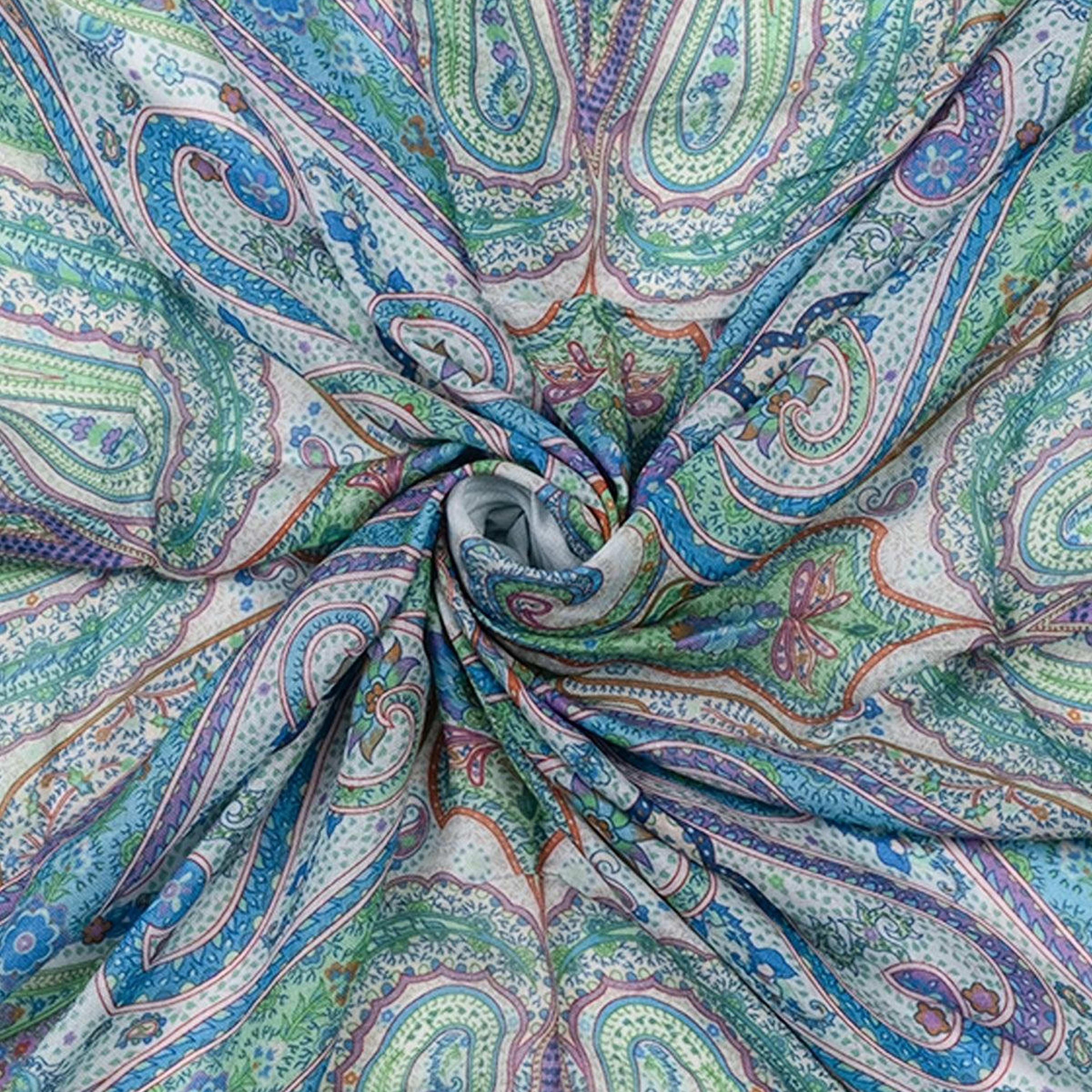 Mavi Jas ipekli Baskılı Pareo Şal 140x140 cm