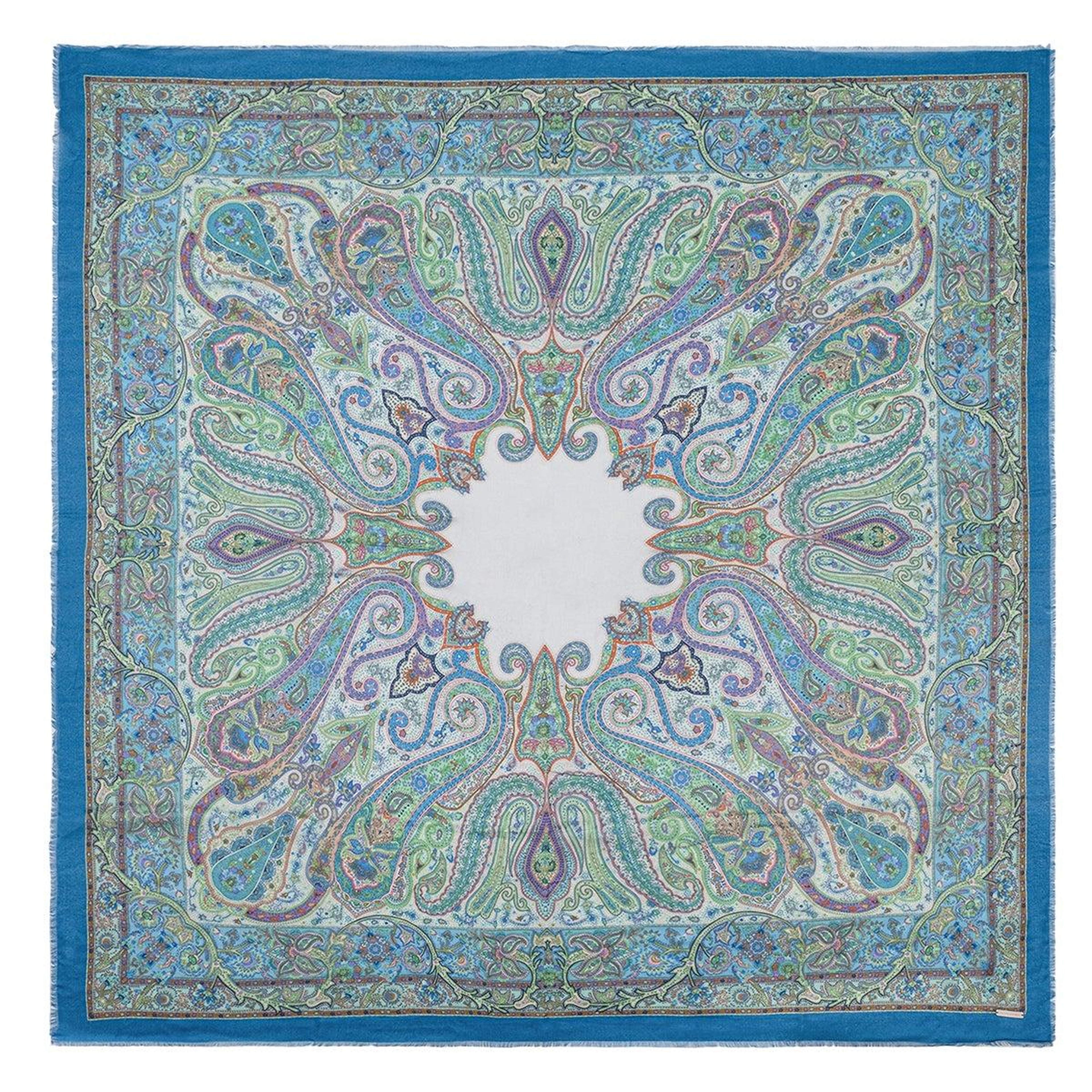 Mavi Jas ipekli Baskılı Pareo Şal 140x140 cm