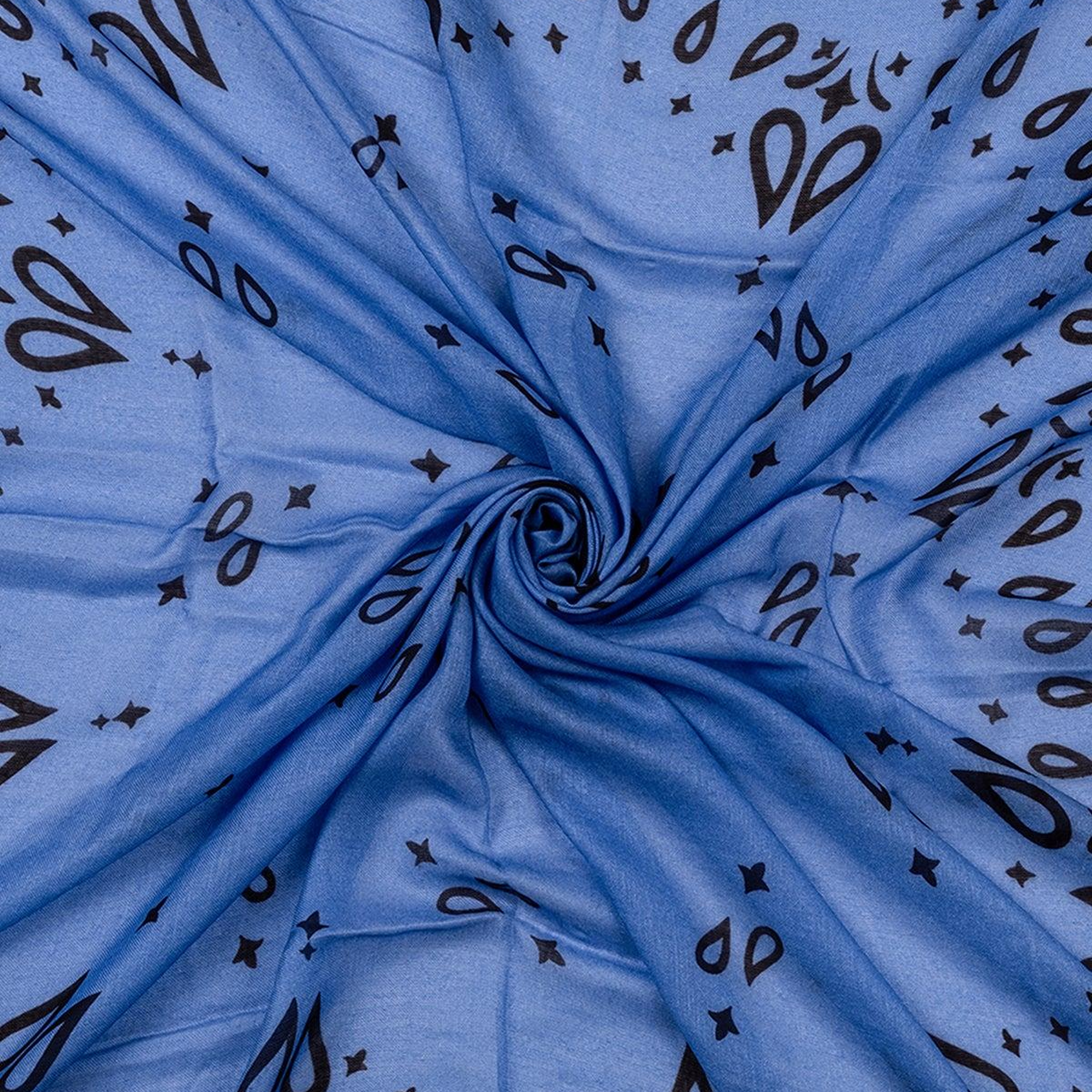 Mavi Jas ipekli Baskılı Pareo Şal 140x140 cm