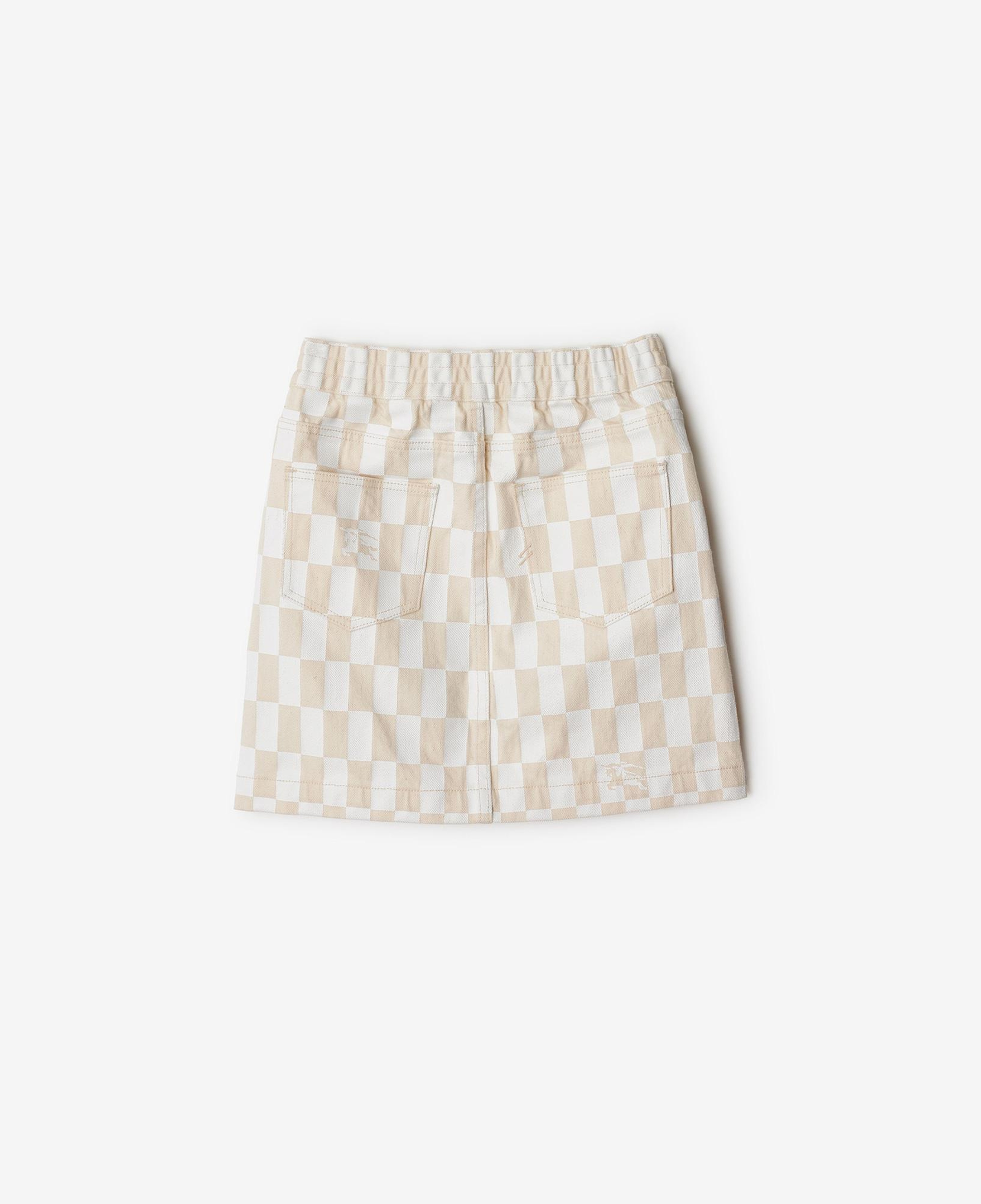 Burberry Ava Checkerboard Denim Çocuk Krem Etek