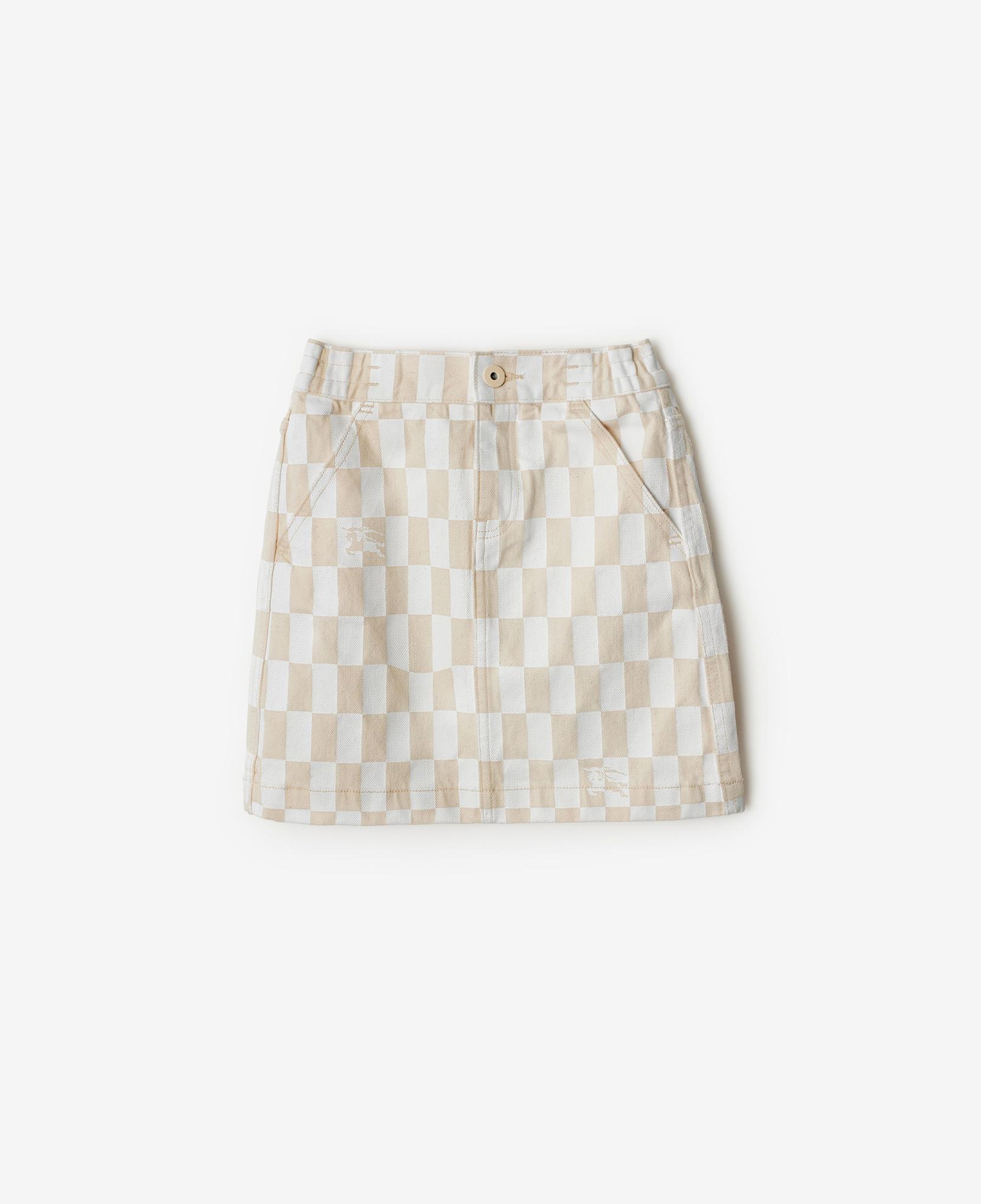 Burberry Ava Checkerboard Denim Çocuk Krem Etek