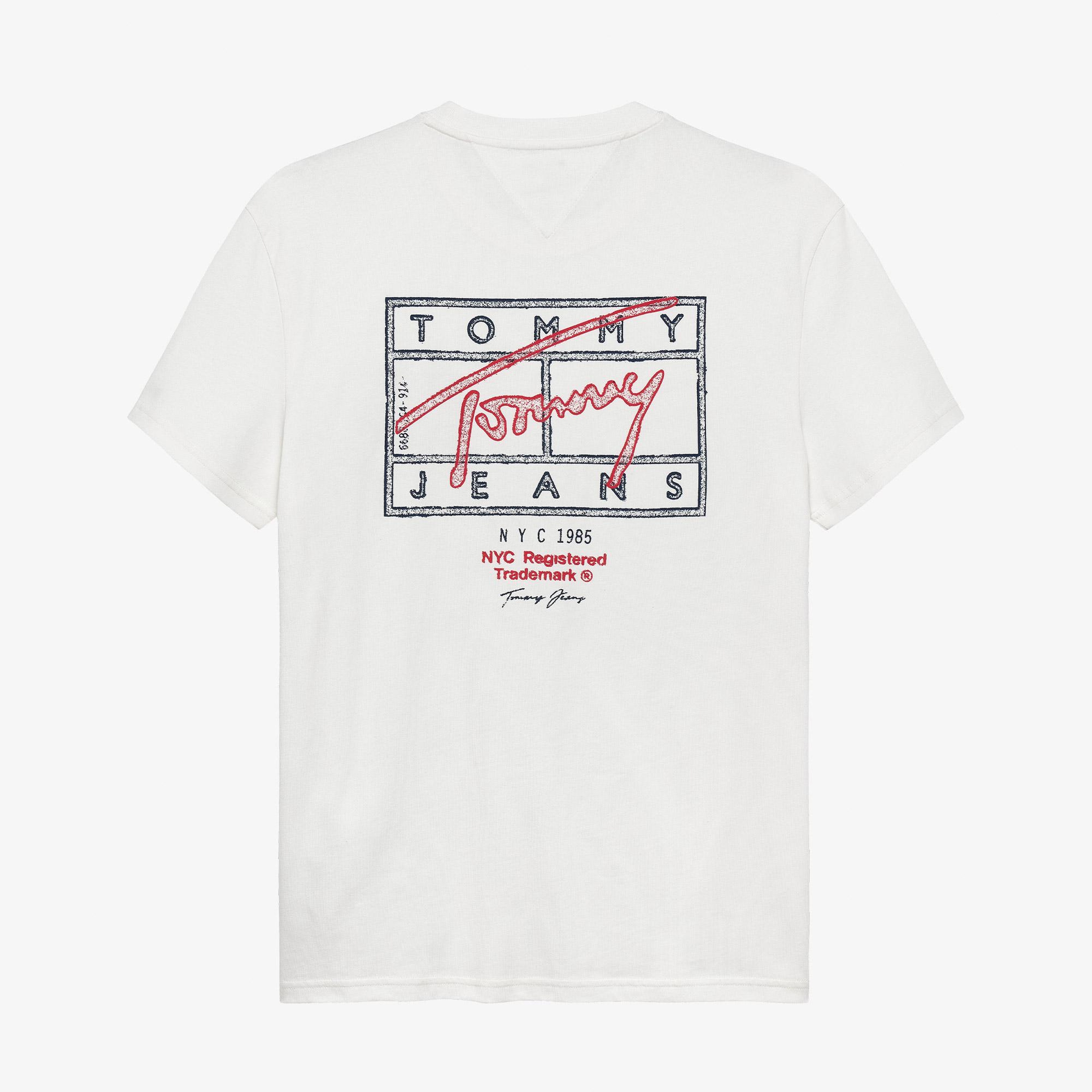 Tommy Hilfiger Regular Sign Spray Erkek Beyaz T-Shirt