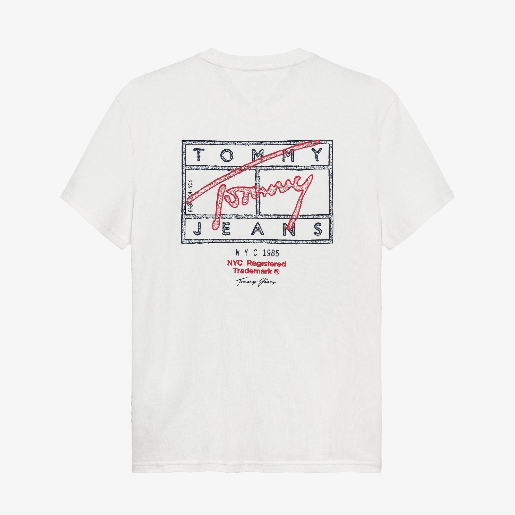 Tommy Hilfiger Regular Sign Spray Erkek Beyaz T-Shirt