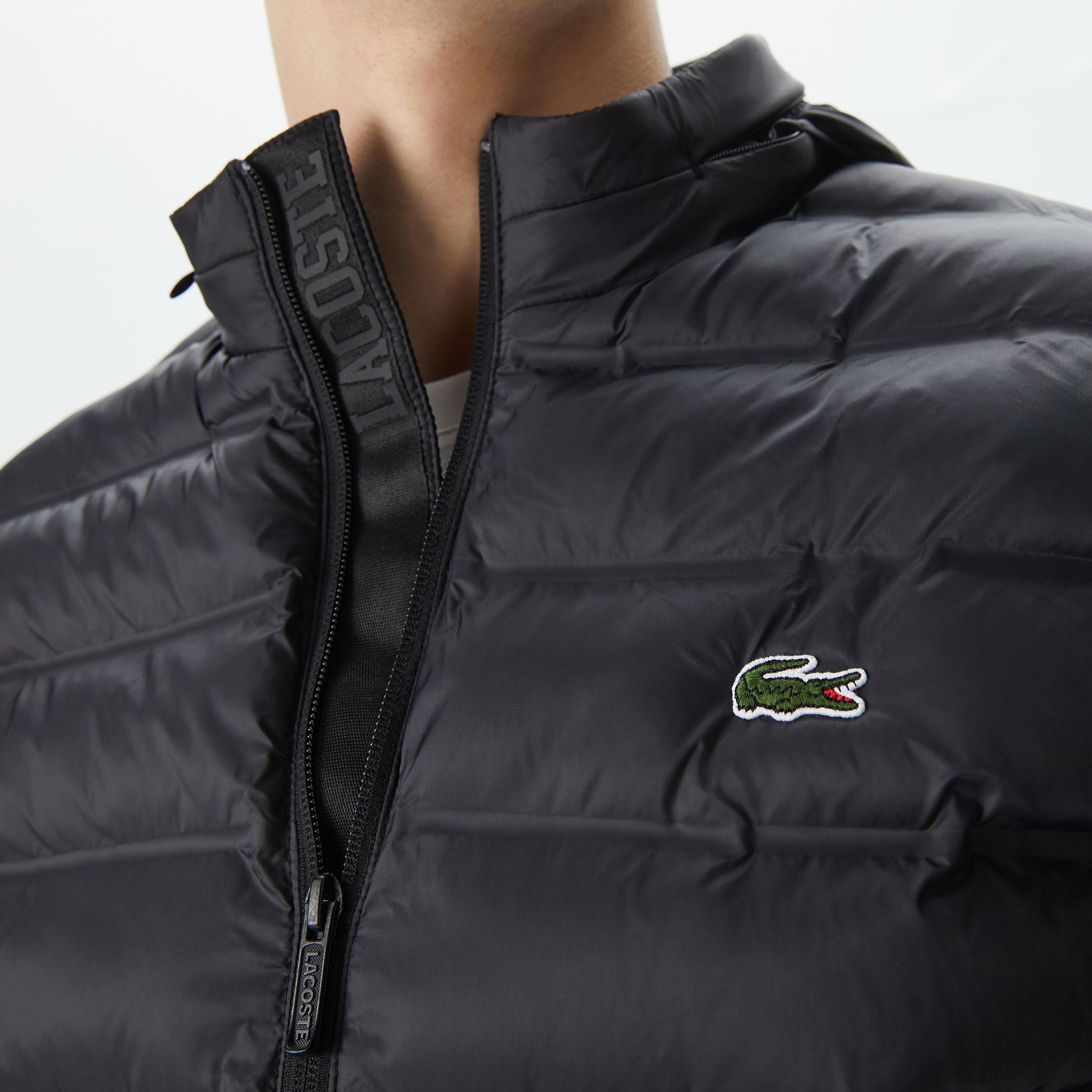 Erkek Slim Fit Kapüşonlu Siyah Yelek