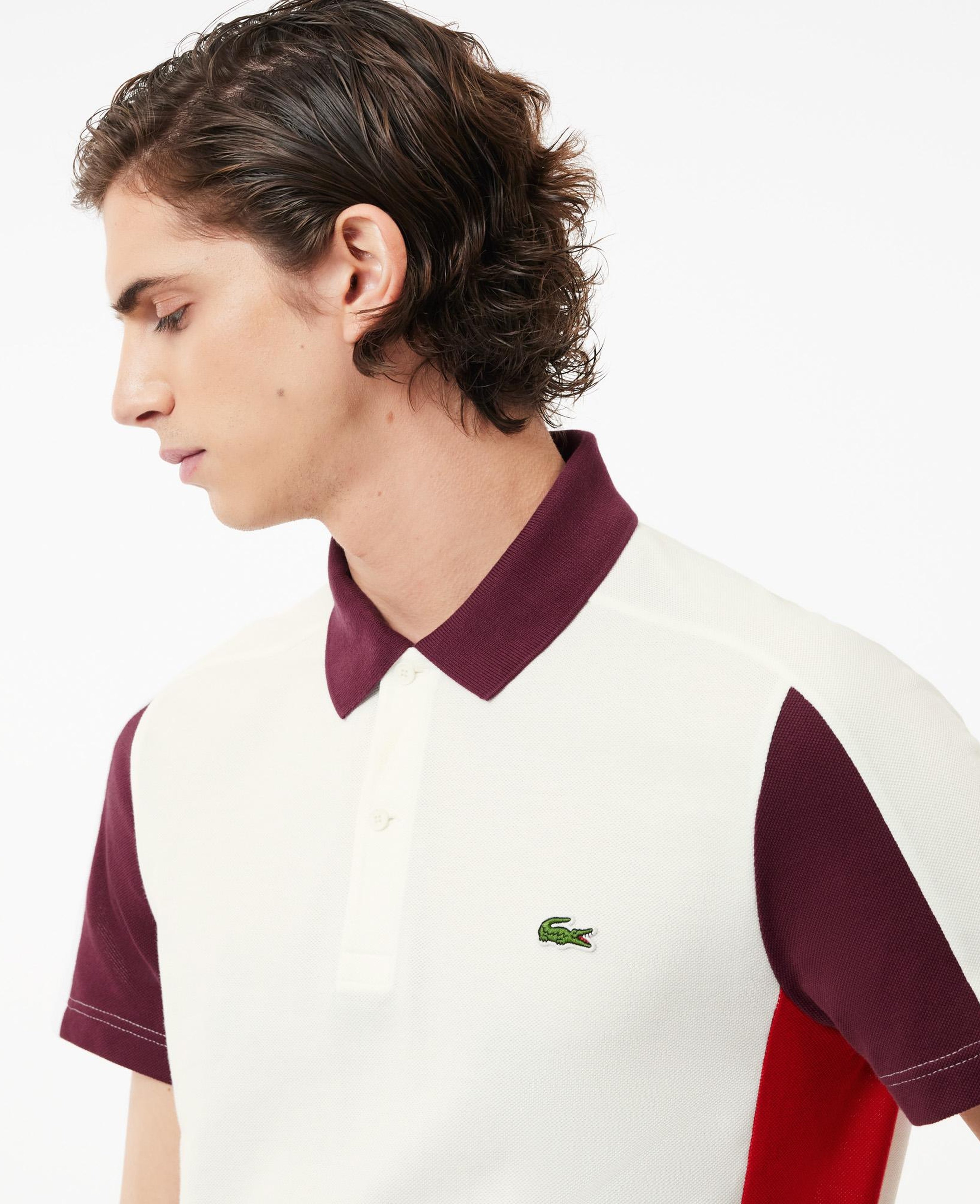 Erkek Regular Fit Renk Bloklu Beyaz Polo