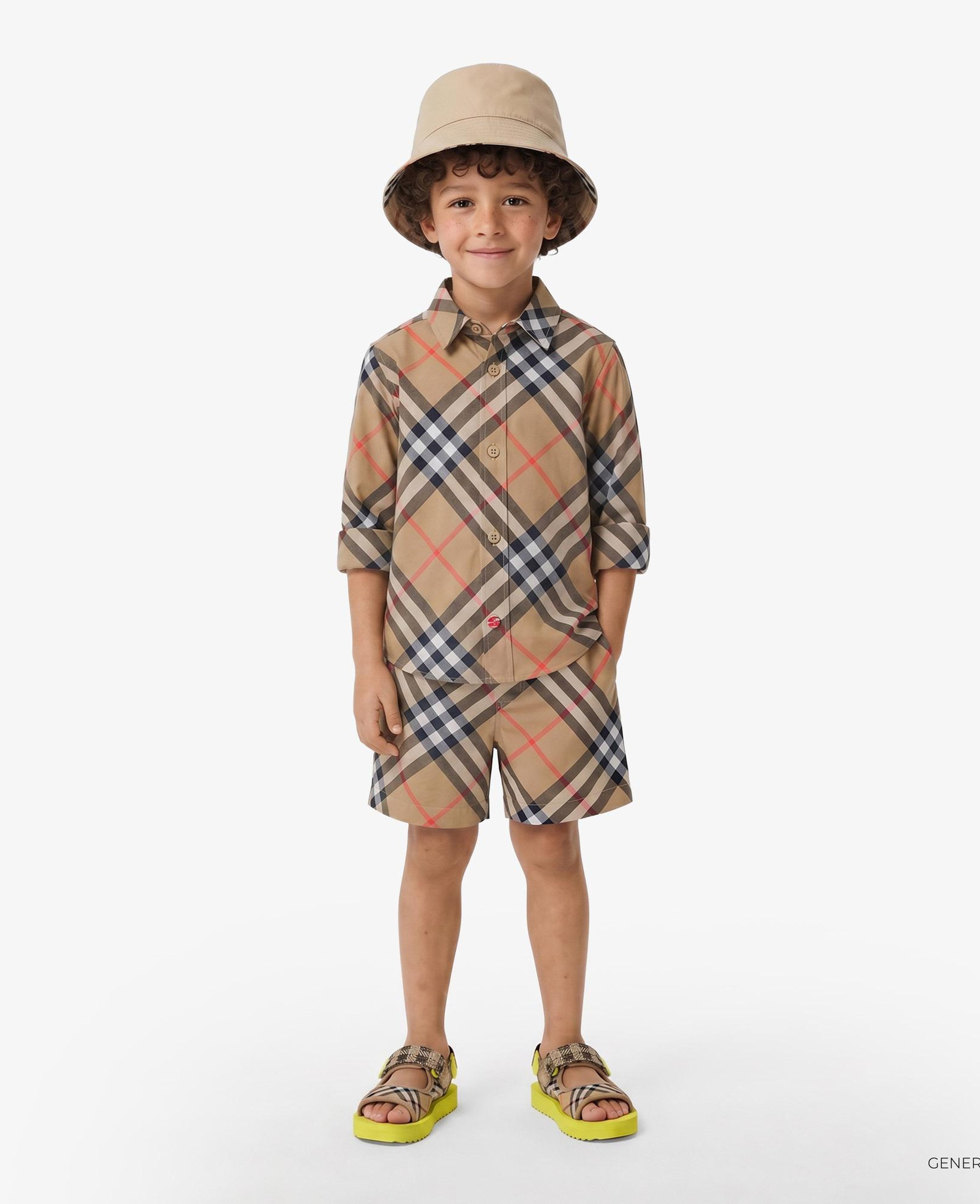 Burberry Check Pamuklu Çocuk Bej Gömlek