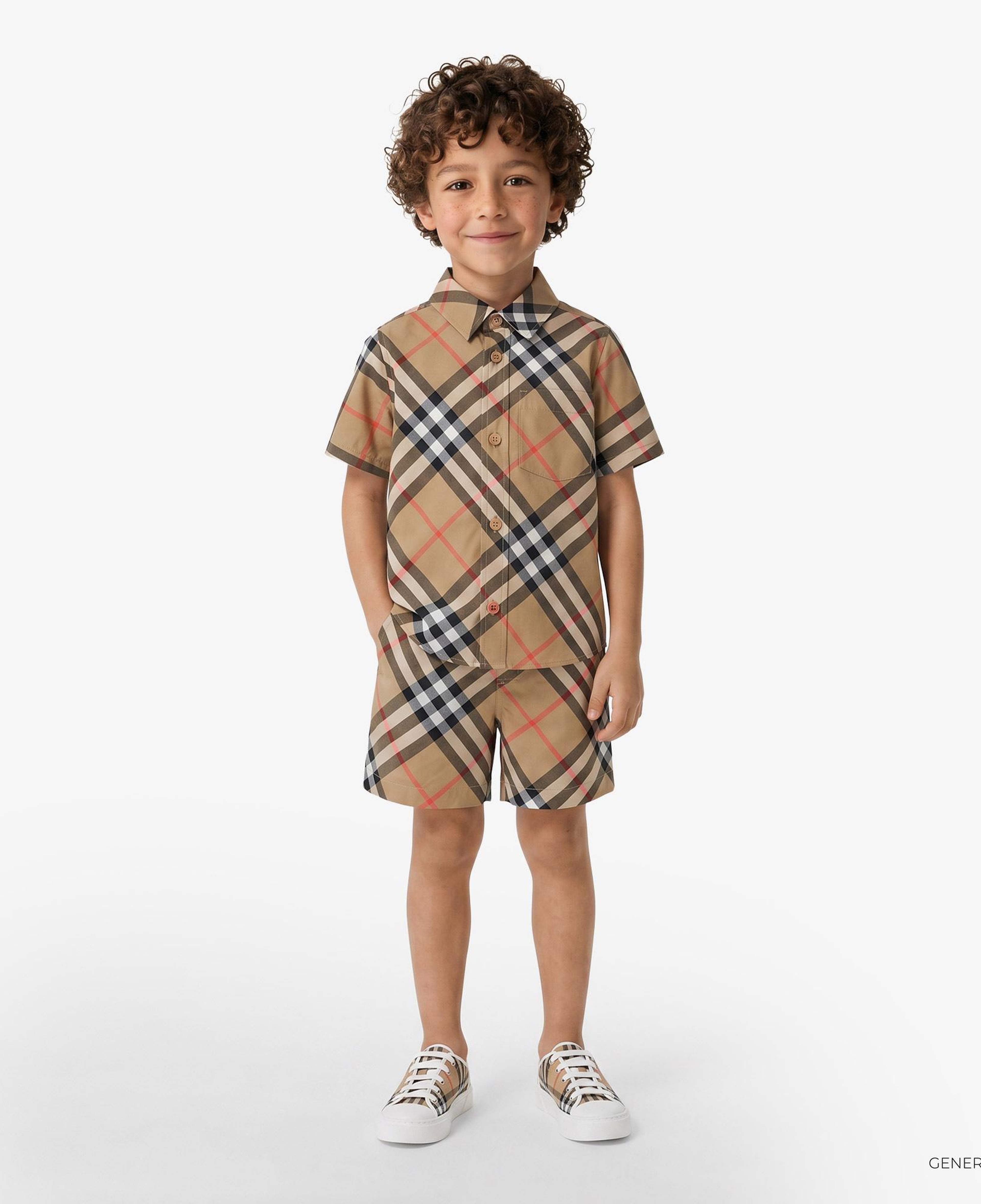 Burberry Check Pamuklu Çocuk Bej Gömlek