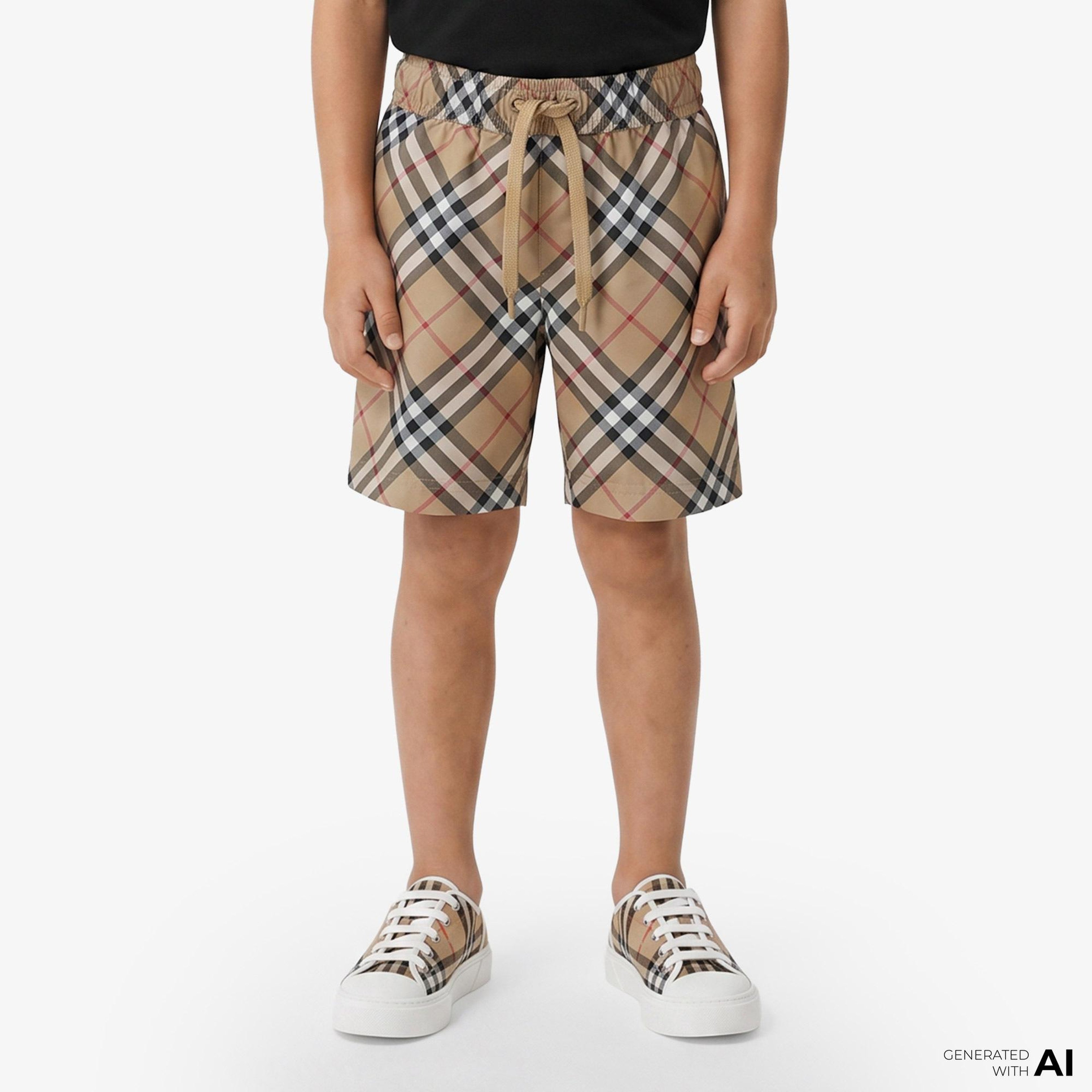 Burberry Check Çocuk Bej Deniz Şortu