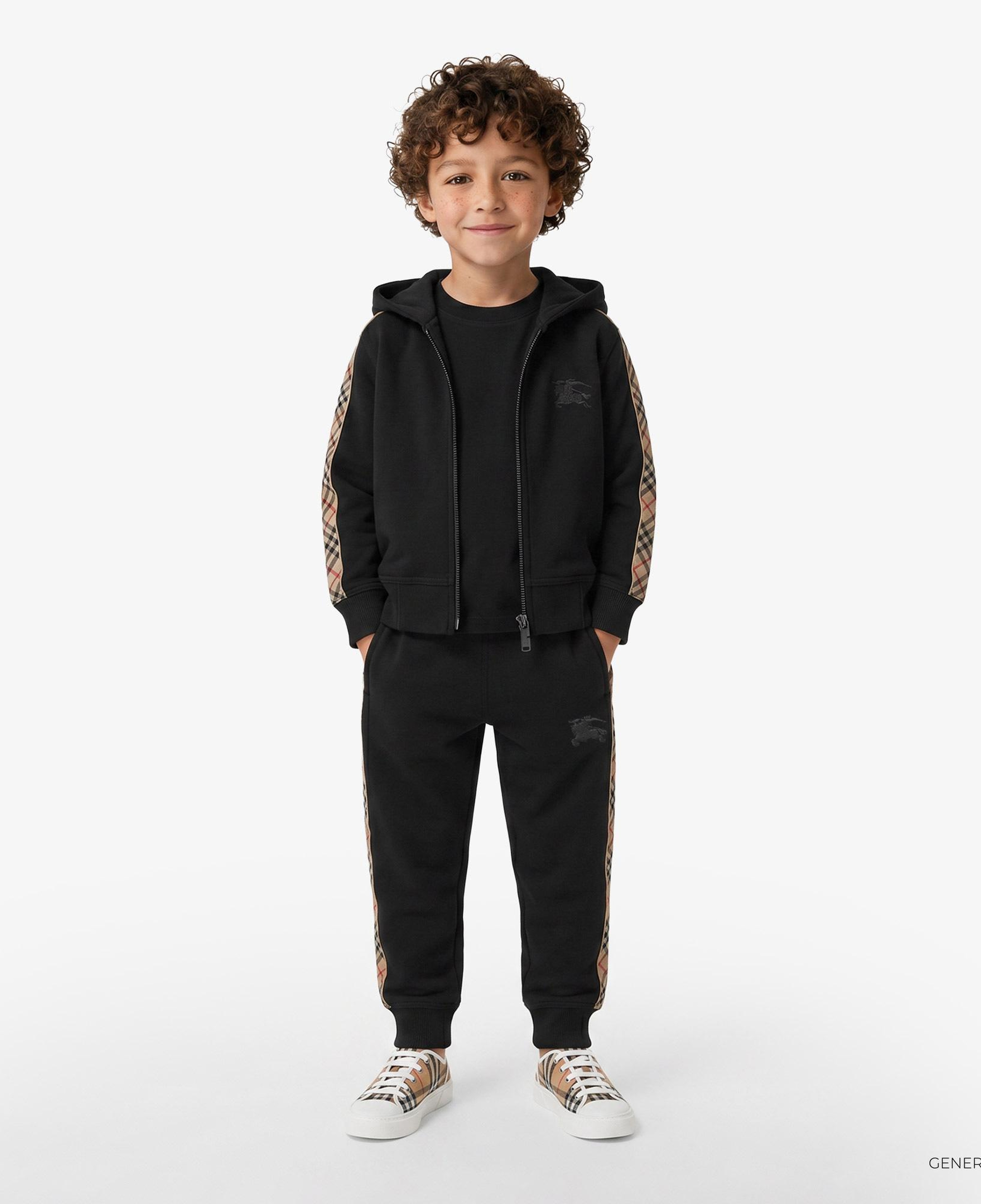 Burberry Jackson Check Trim Cotton Çocuk Siyah Eşofman Altı