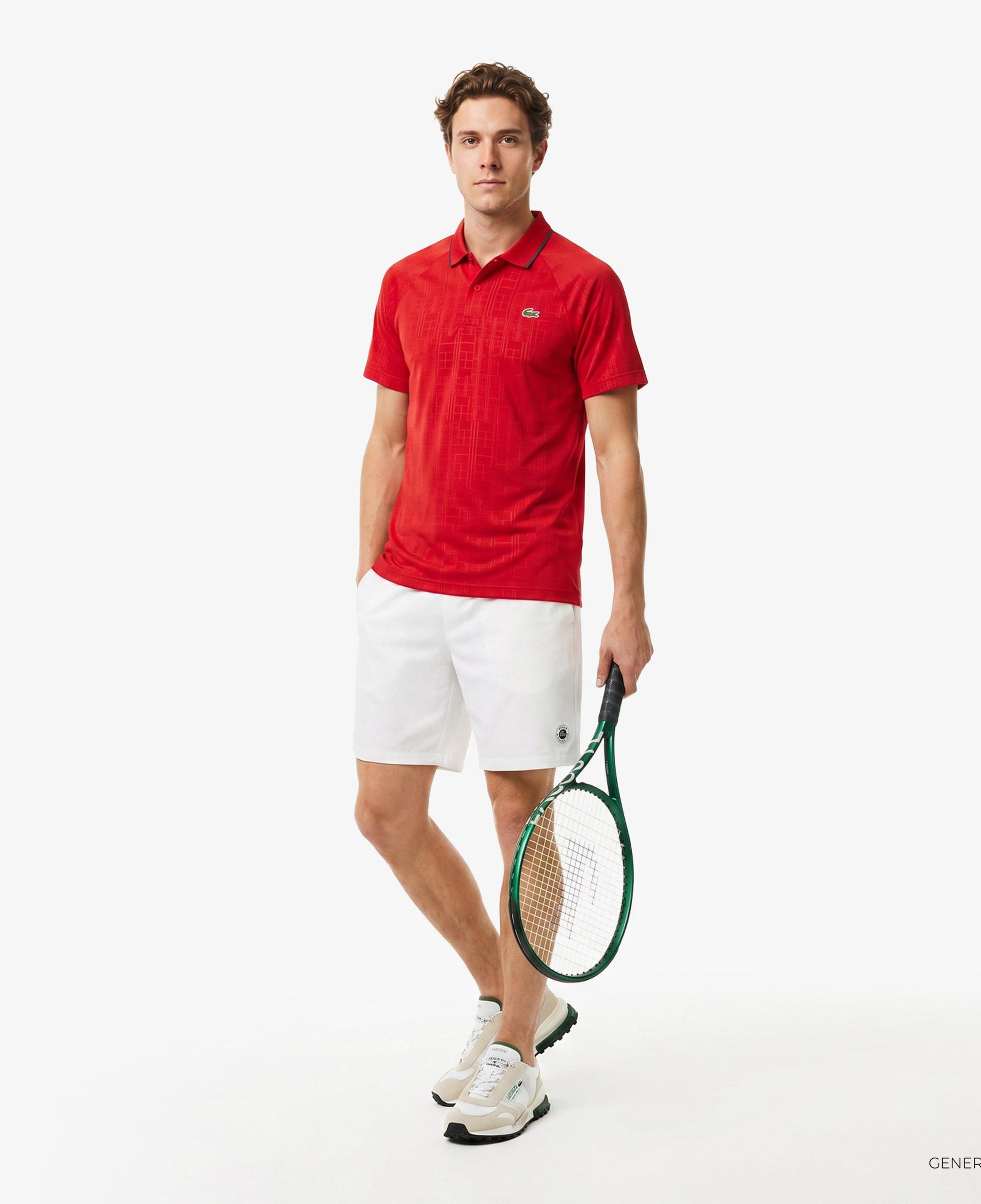 Lacoste Tennis x Novak Djokovic Erkek Slim Fit Desenli Kırmızı Polo