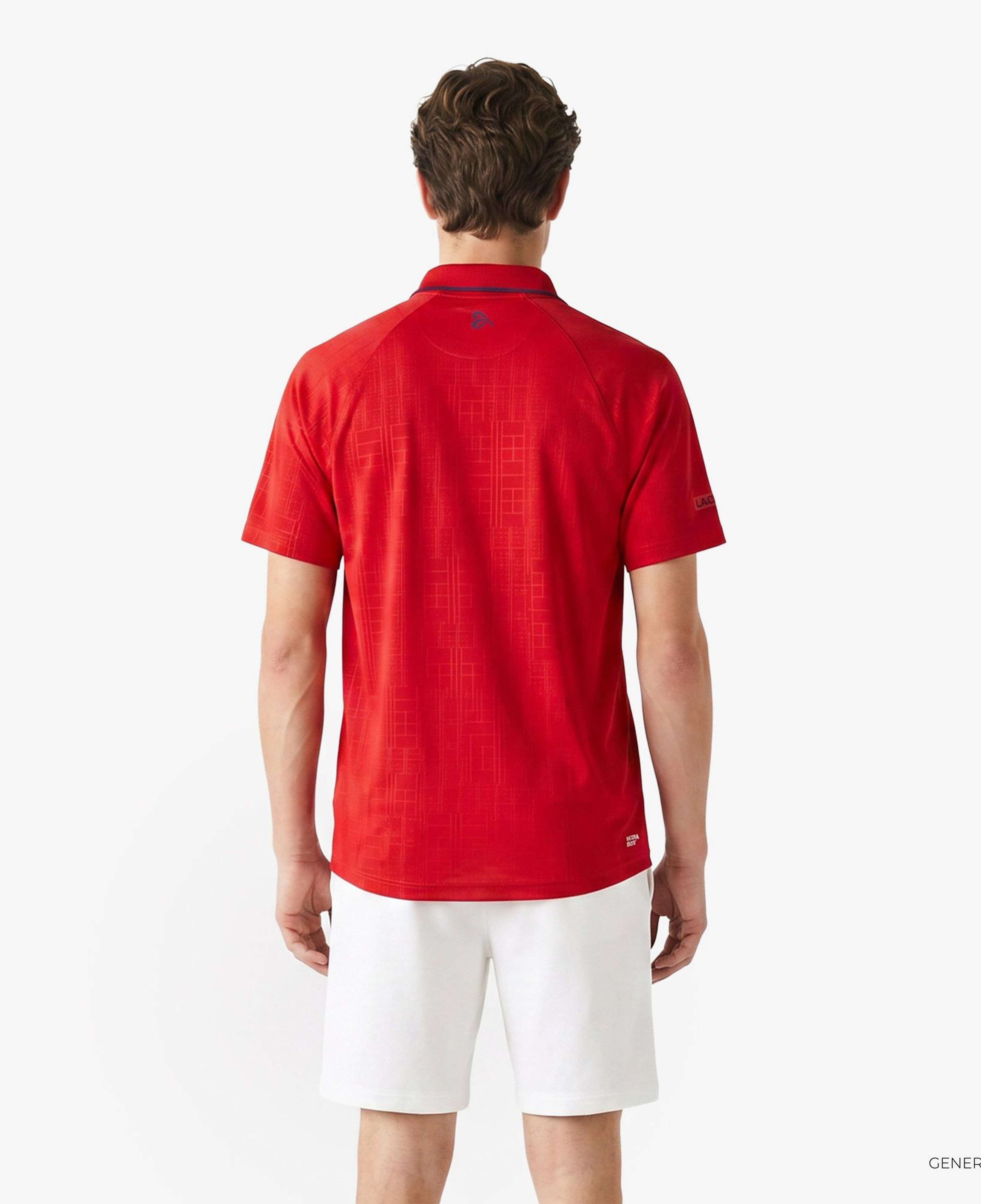 Lacoste Tennis x Novak Djokovic Erkek Slim Fit Desenli Kırmızı Polo