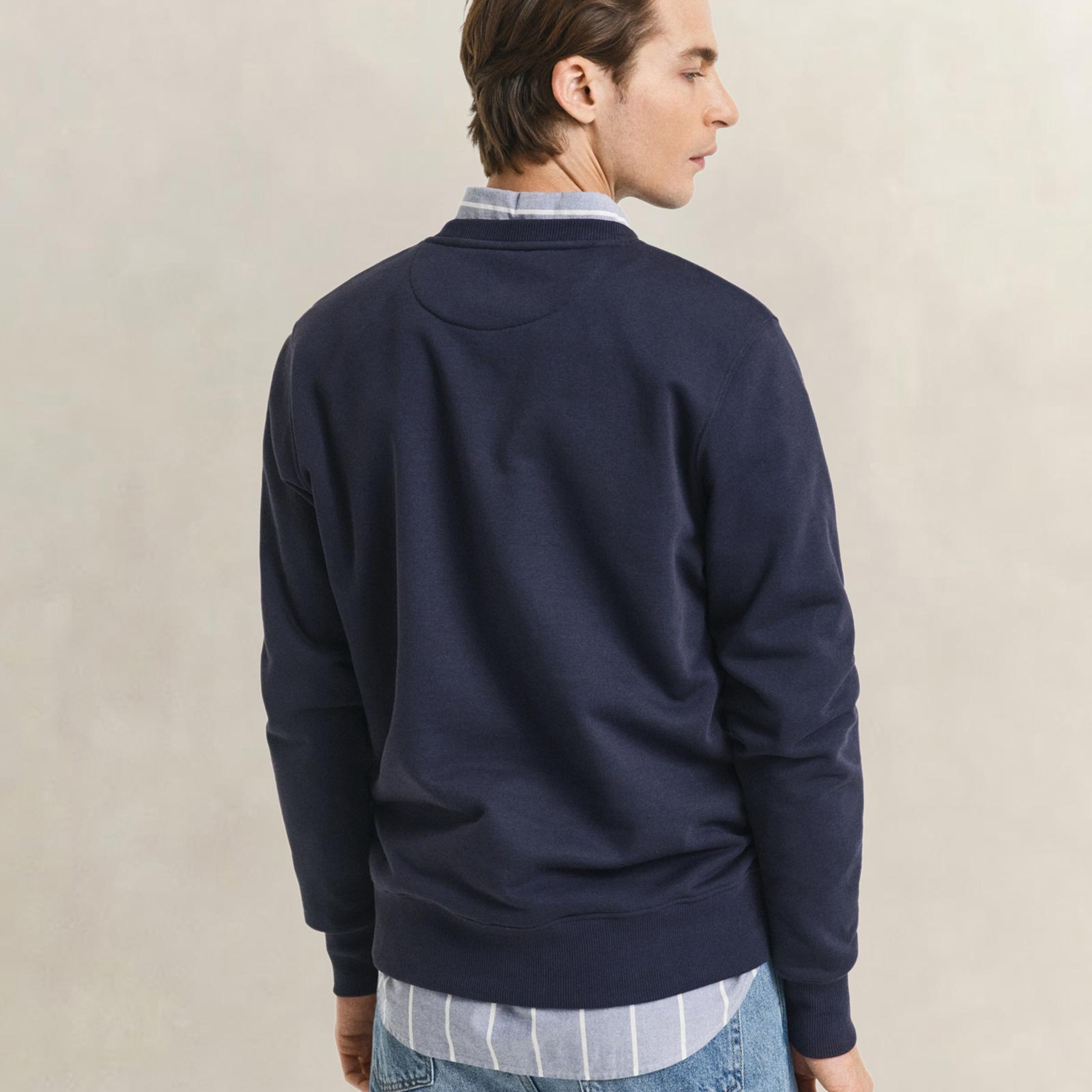 GANT Erkek Lacivert Regular Fit Bisiklet Yaka Sweatshirt