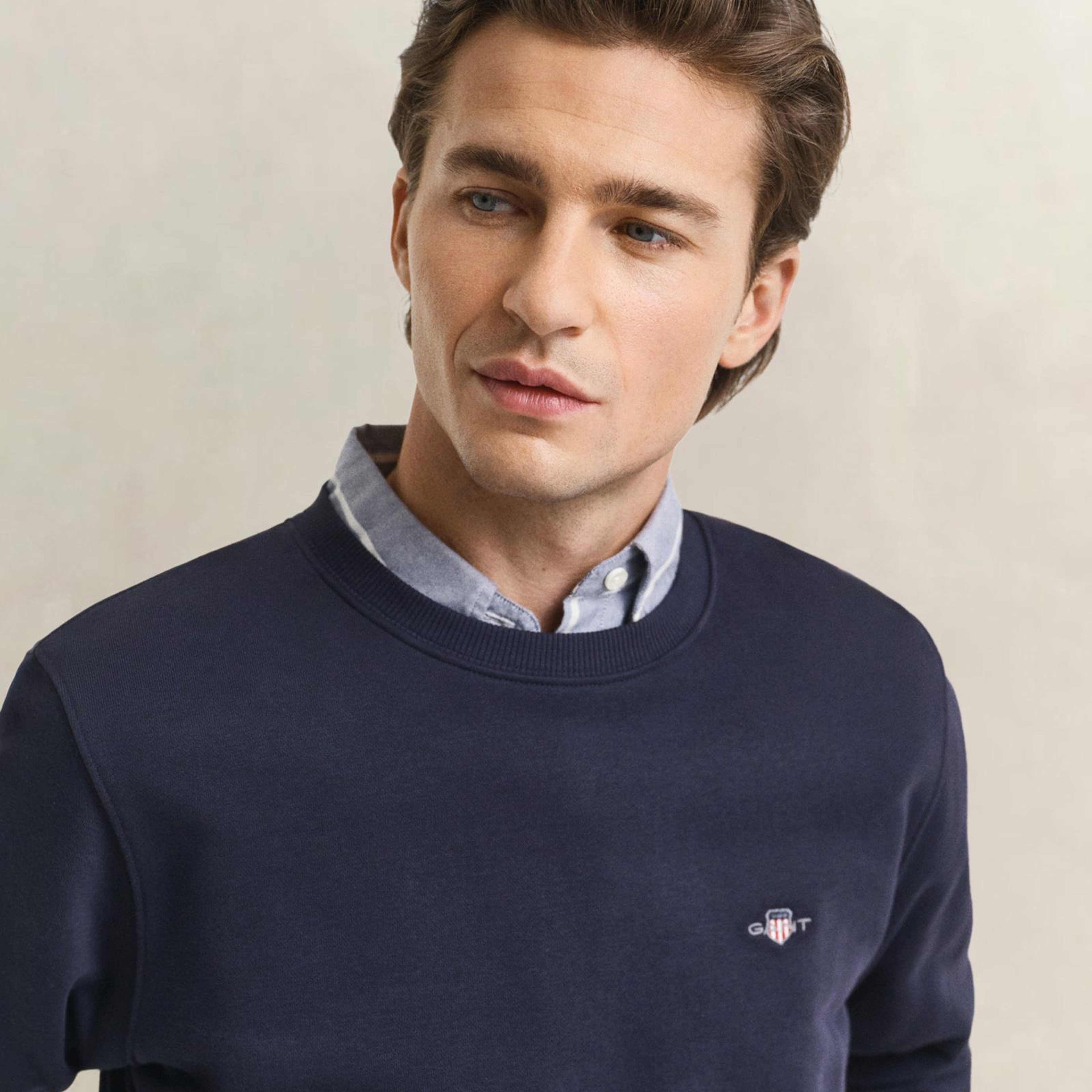 GANT Erkek Lacivert Regular Fit Bisiklet Yaka Sweatshirt